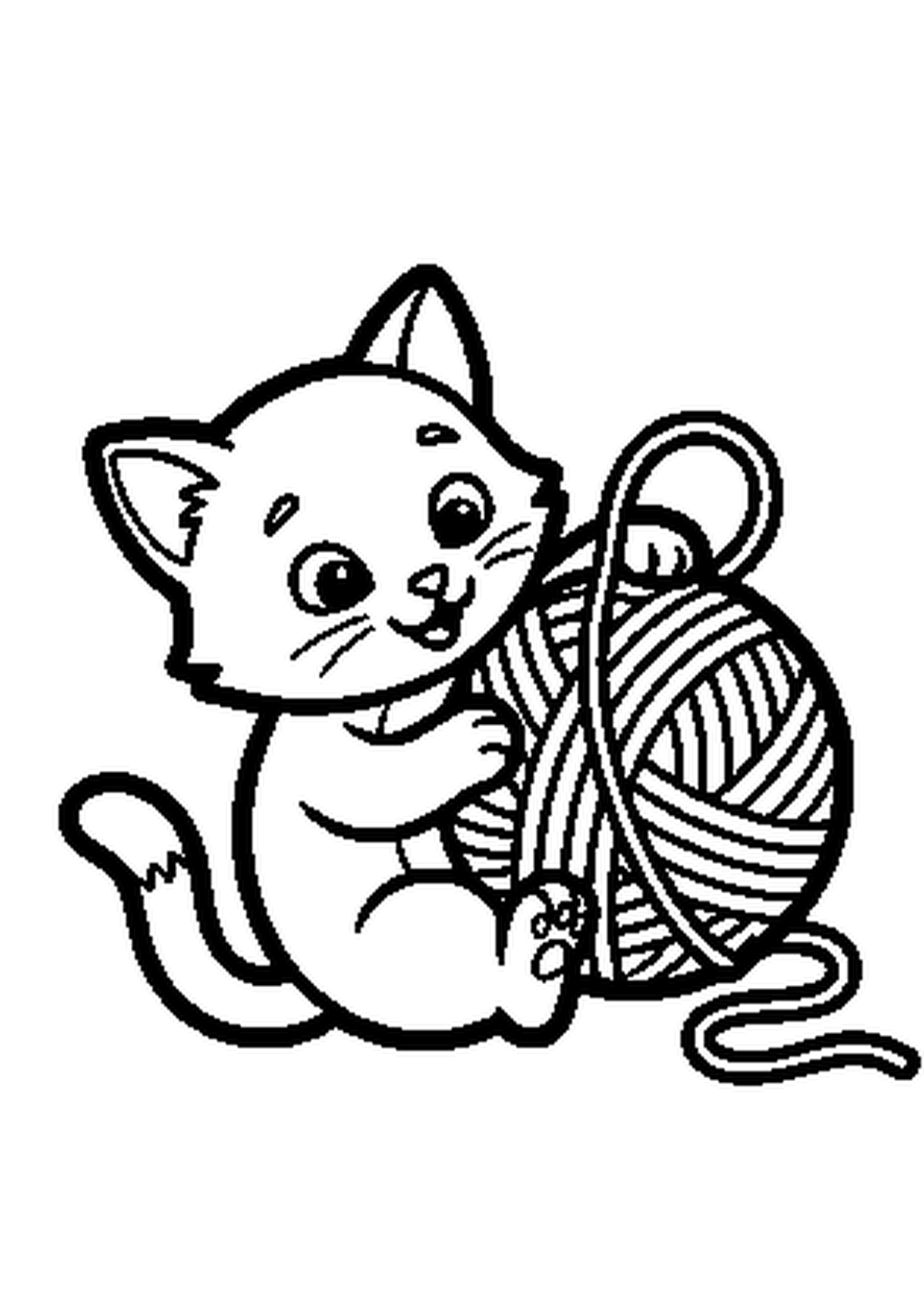 Coloriage aux contours nets : Chaton Jouant à Cache-Cache dans un Carton