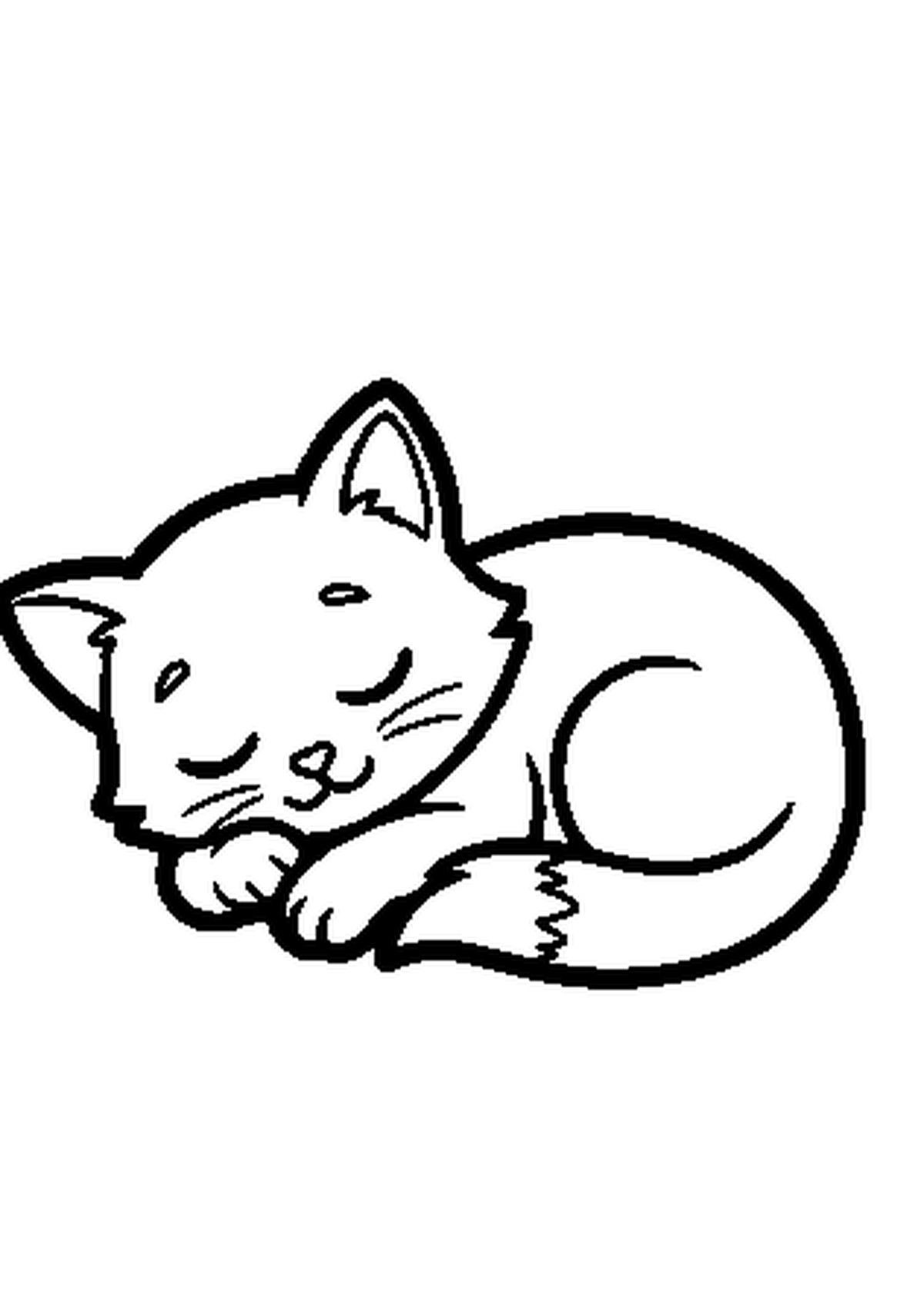 Coloriage aux contours nets : Chaton Assis Faisant sa Toilette