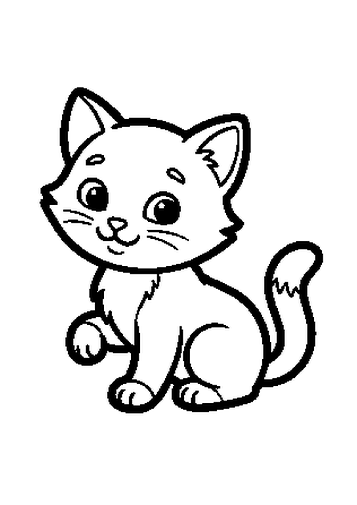 Coloriage aux contours nets : Chaton Éveillé Écoutant un Bruit