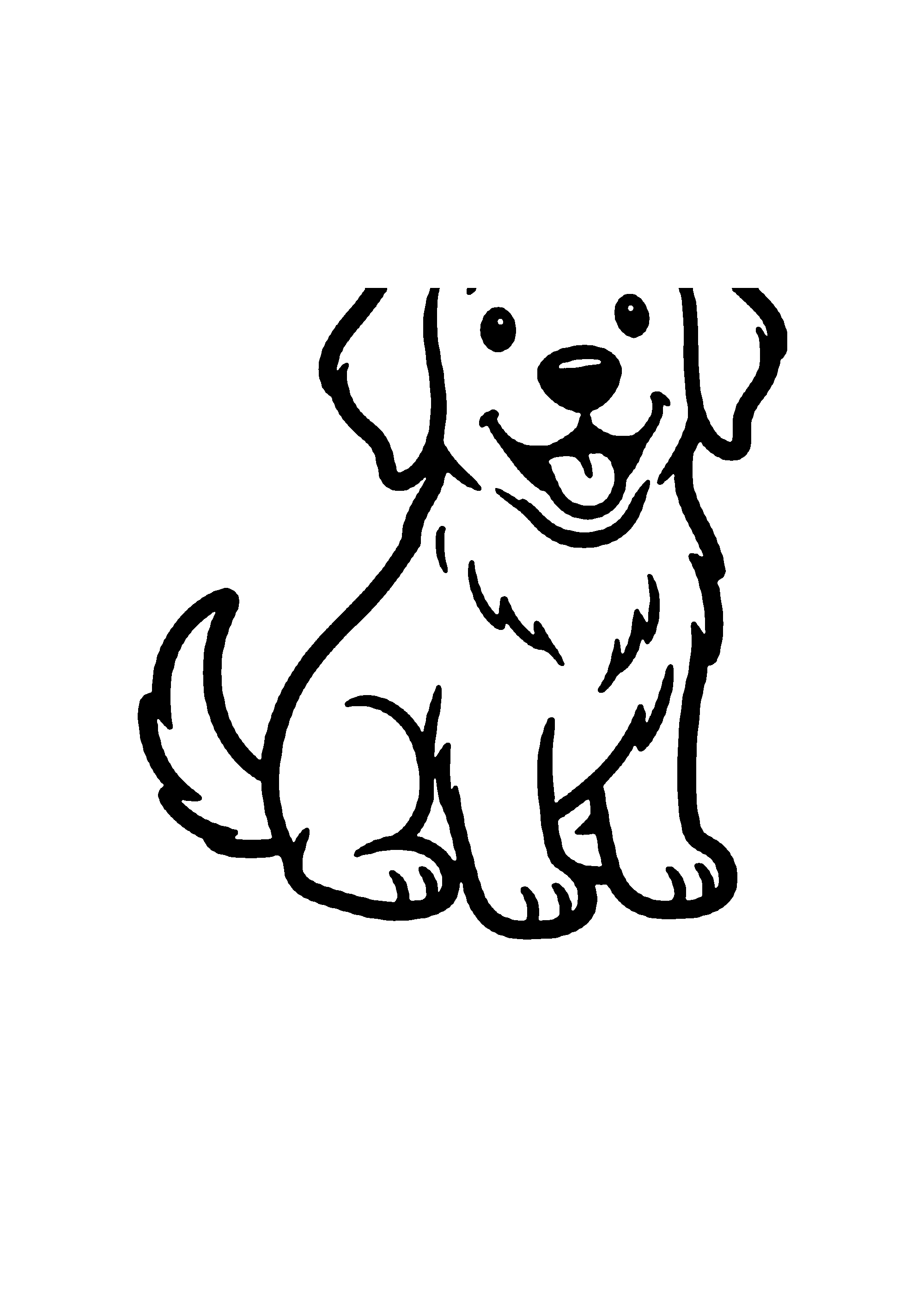Coloriage aux contours nets : Chiot Golden Retriever Joyeux