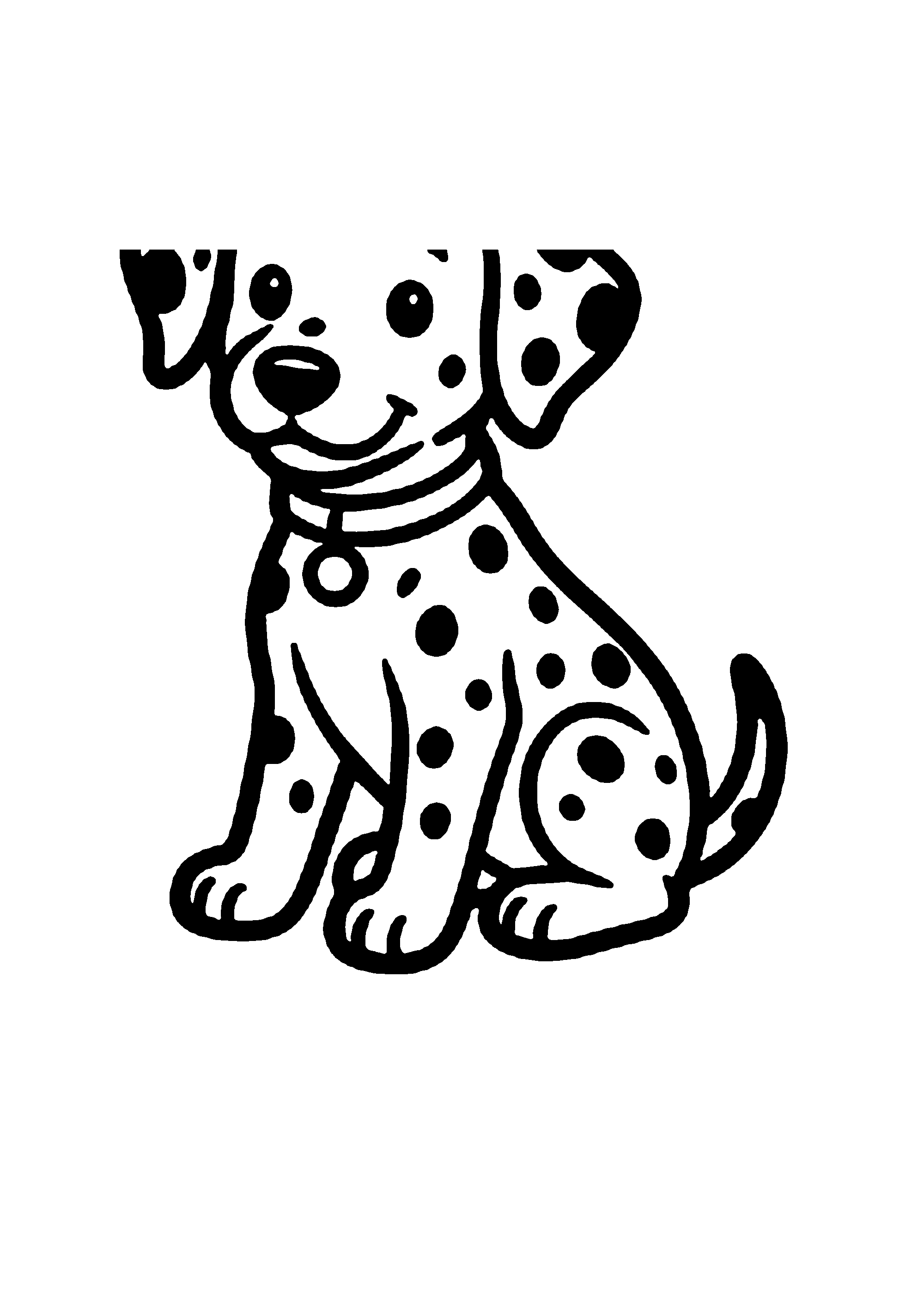 Coloriage aux contours nets : Chiot Dalmatien Tacheté Mignon