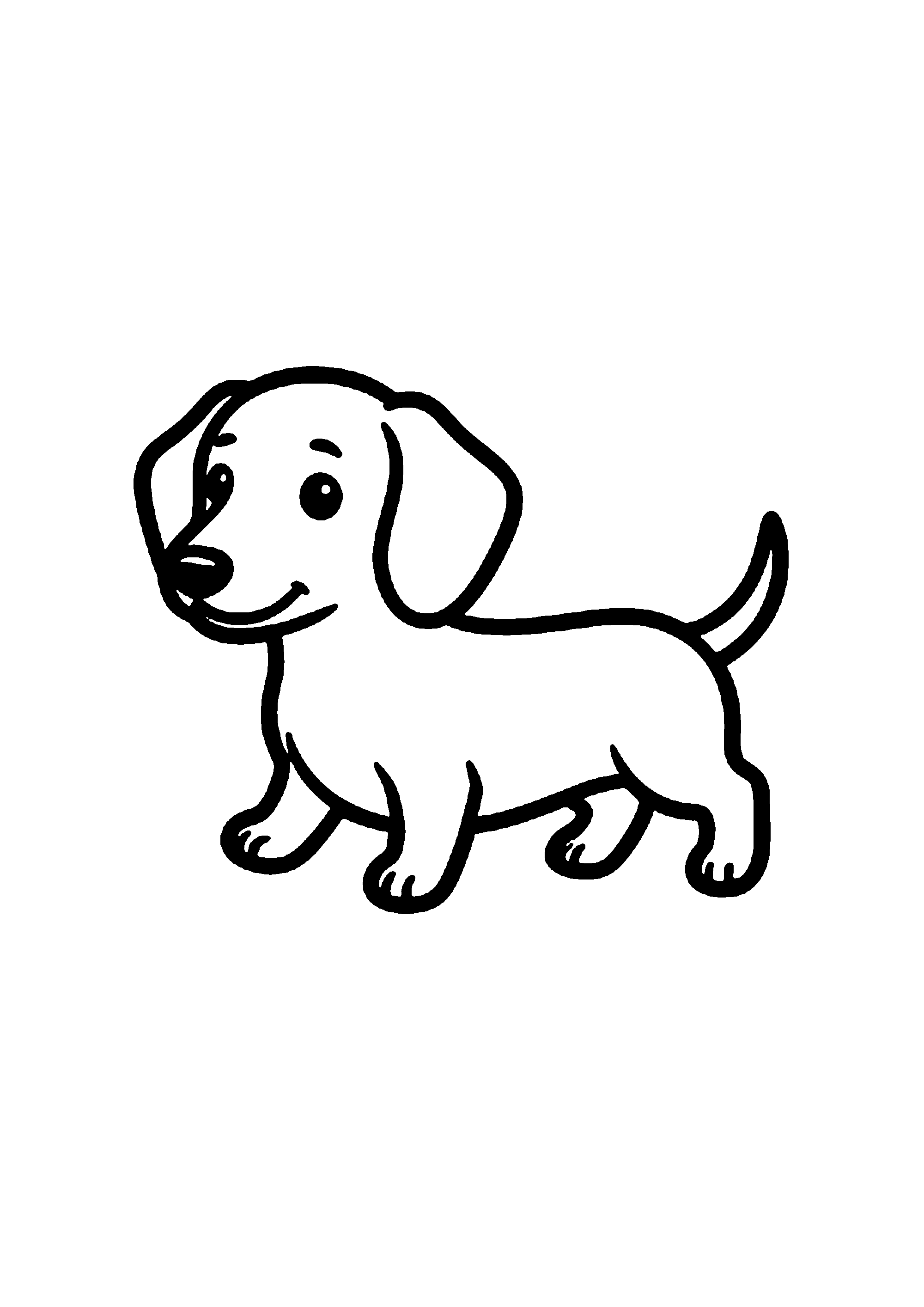 Coloriage aux contours nets : Petit Chiot Teckel aux Longues Oreilles