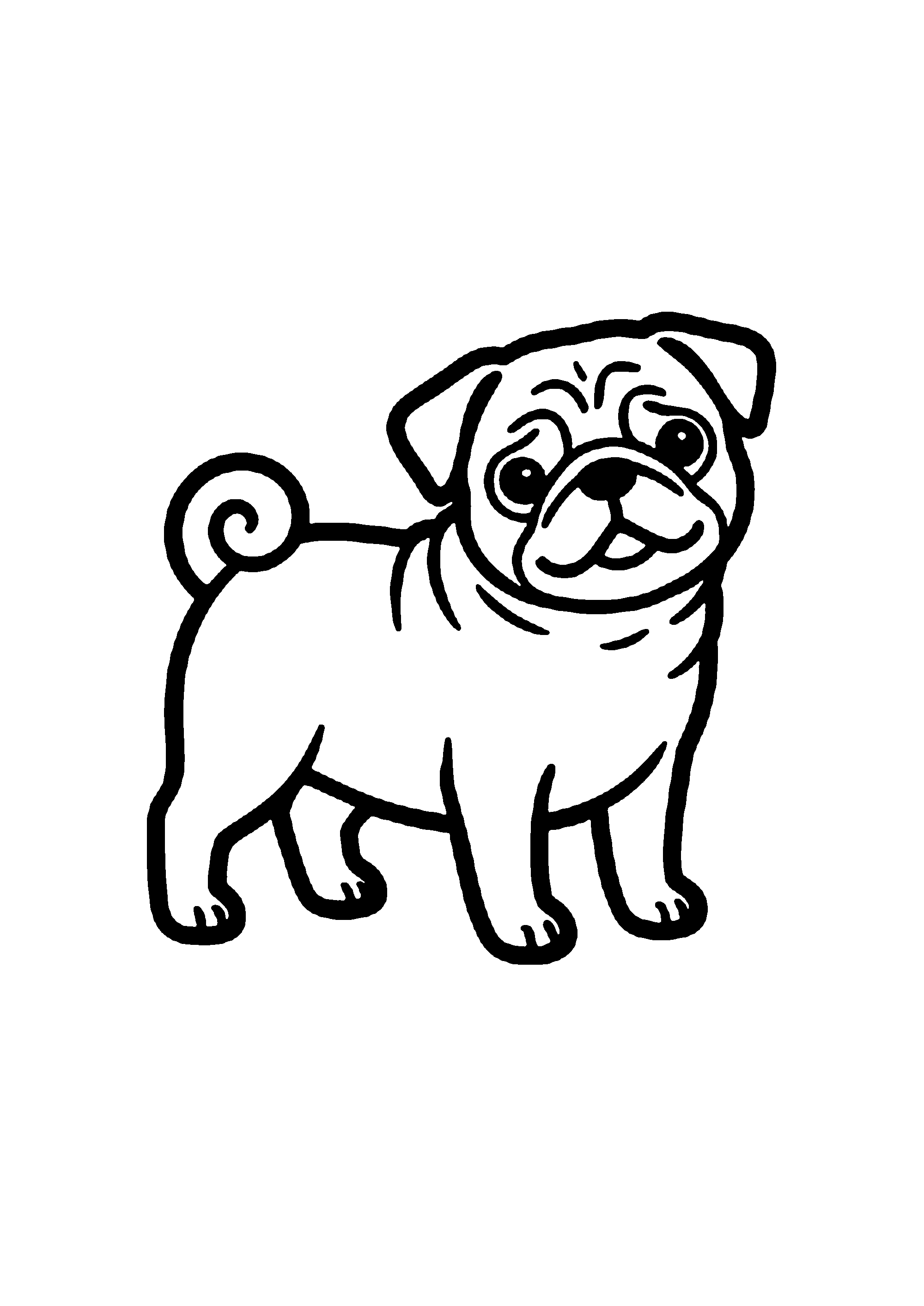 Coloriage aux contours nets : Beagle Chasseur Reniflant une Piste