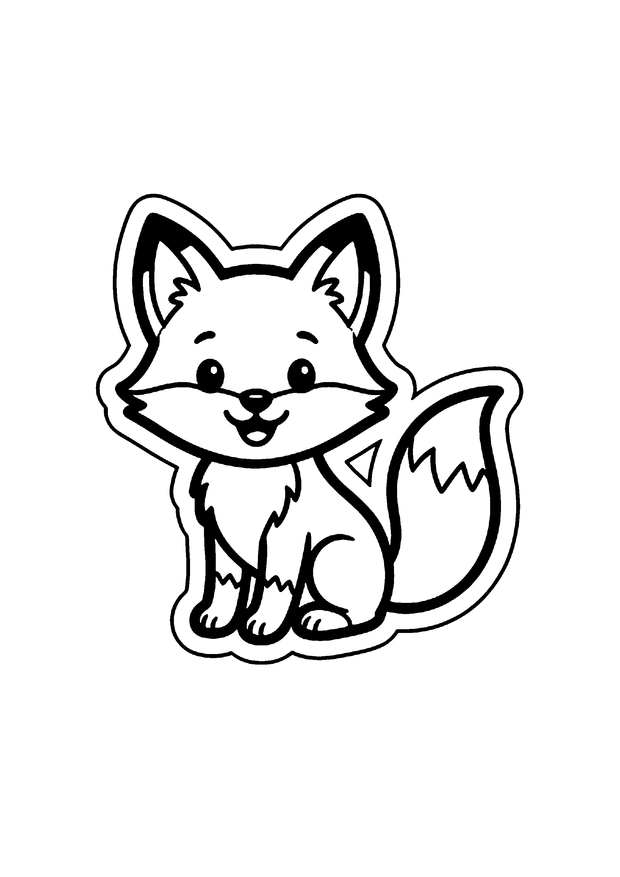 Aperçu coloriage Petit Renard Curieux parmi les Feuilles d'Automne
