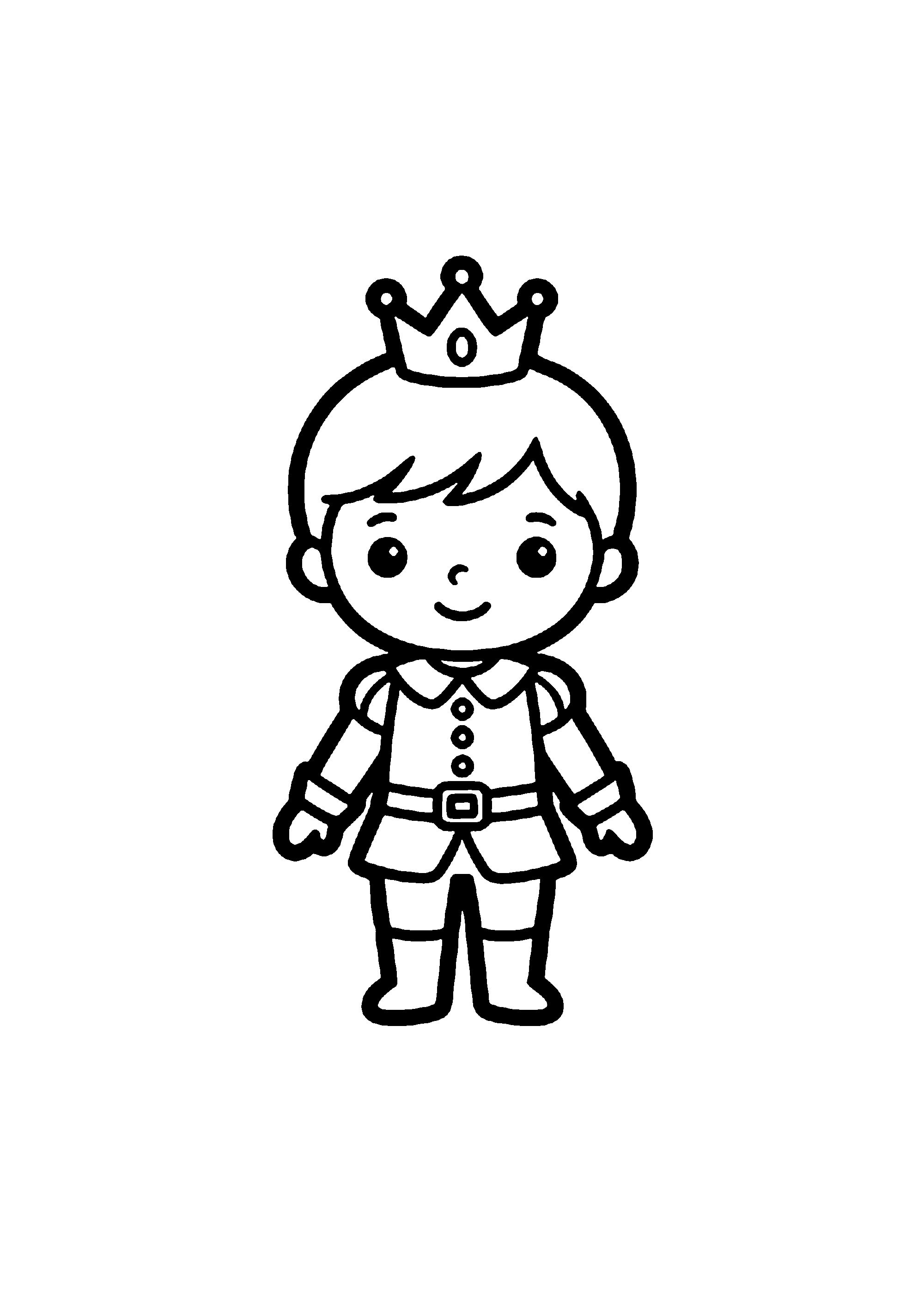 Coloriage aux contours nets : Petit Prince avec Couronne et Cape Royale