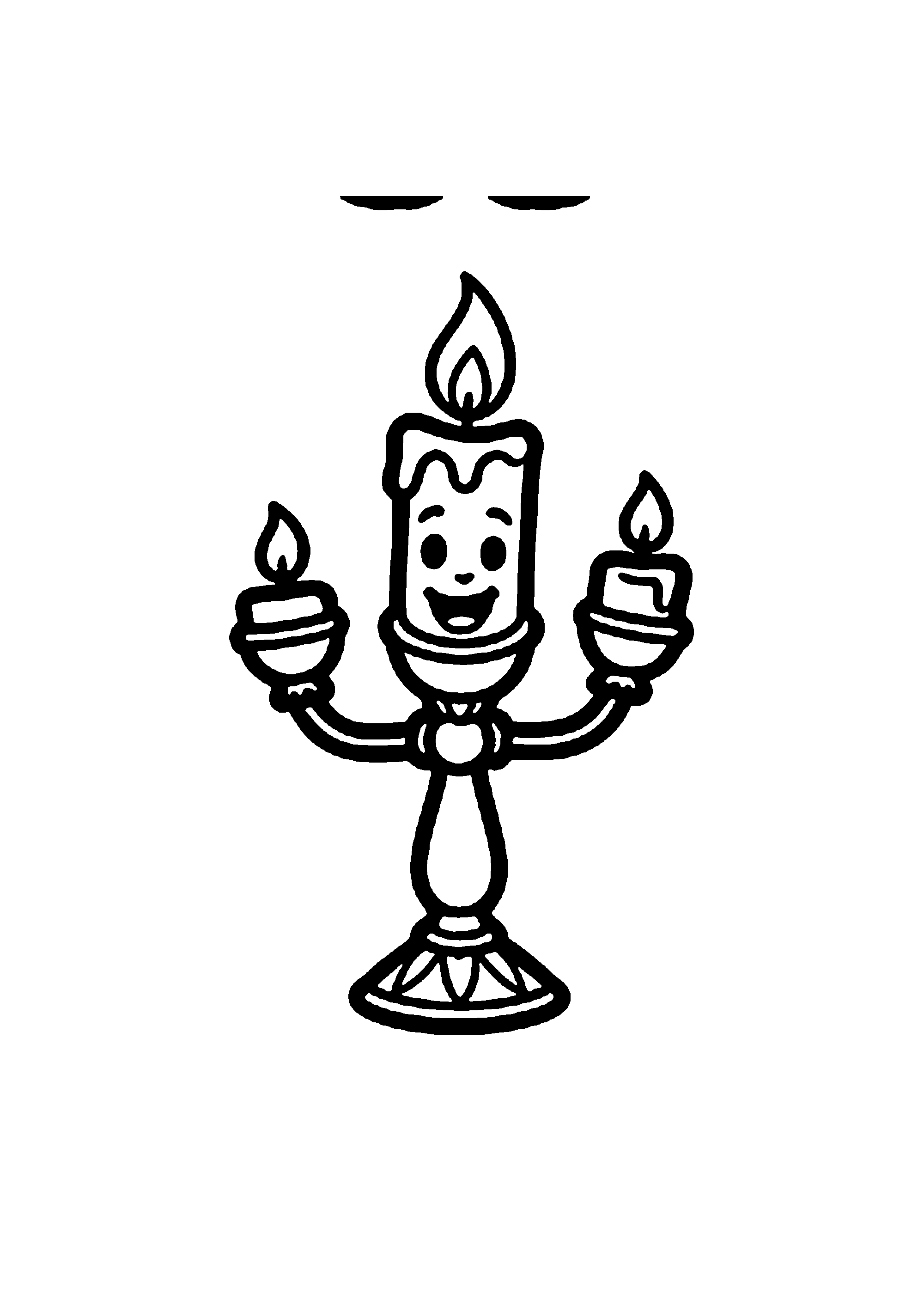 Coloriage aux contours nets : Chandelier Parlant Joyeux et Rayonnant