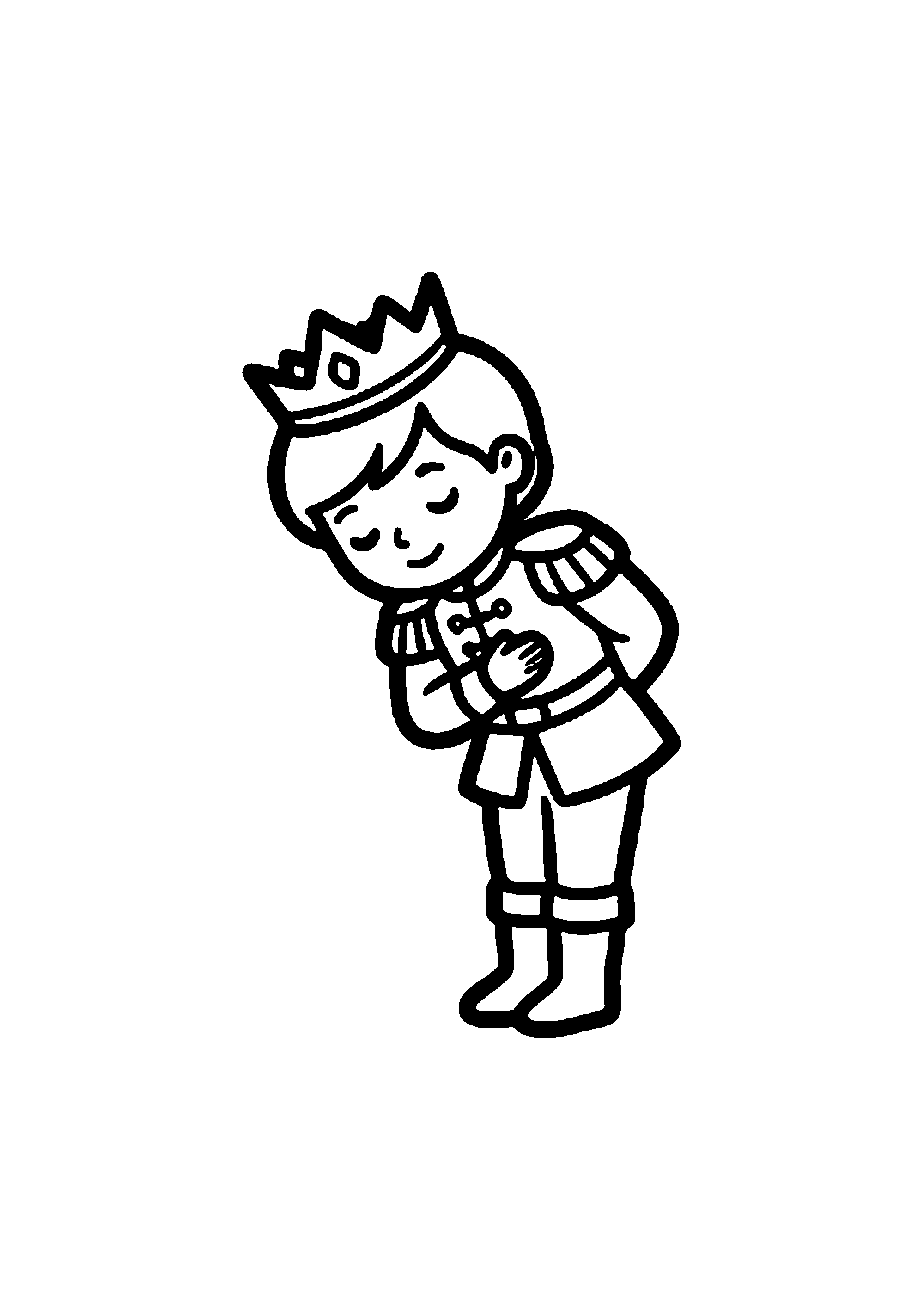 Coloriage aux contours nets : Prince Charmant Saluant en Tenue de Cérémonie
