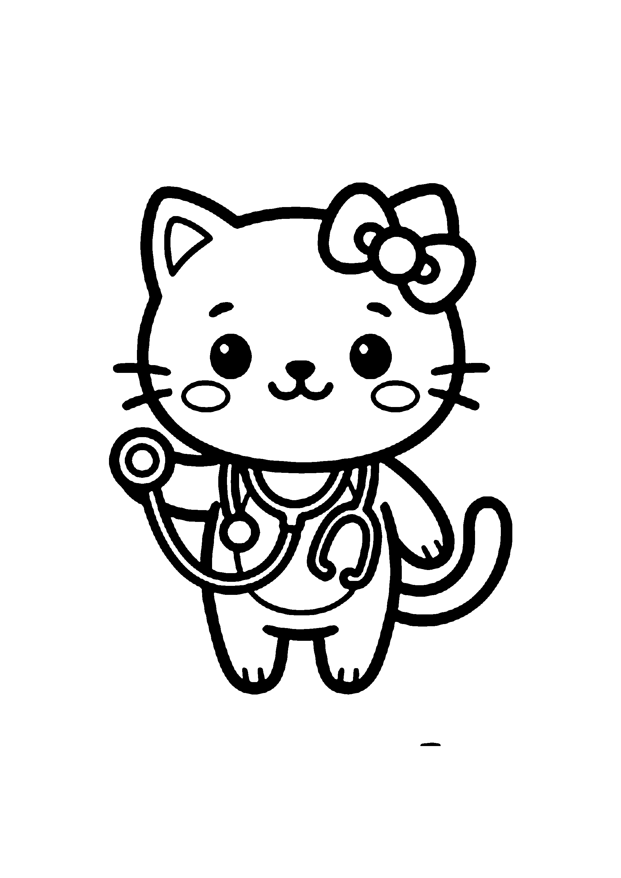 Coloriage aux contours nets : Hello Kitty Docteure avec son Stéthoscope