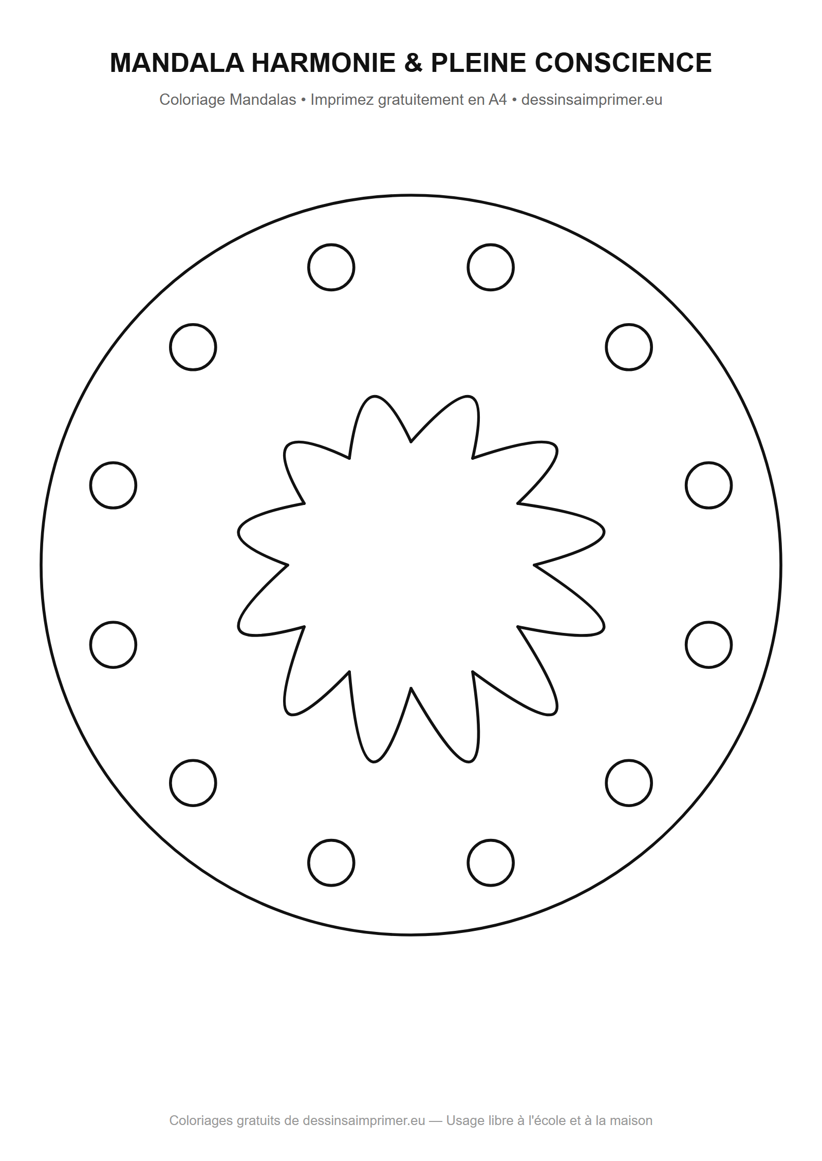 Aperçu coloriage Mandala Harmonie & Pleine Conscience