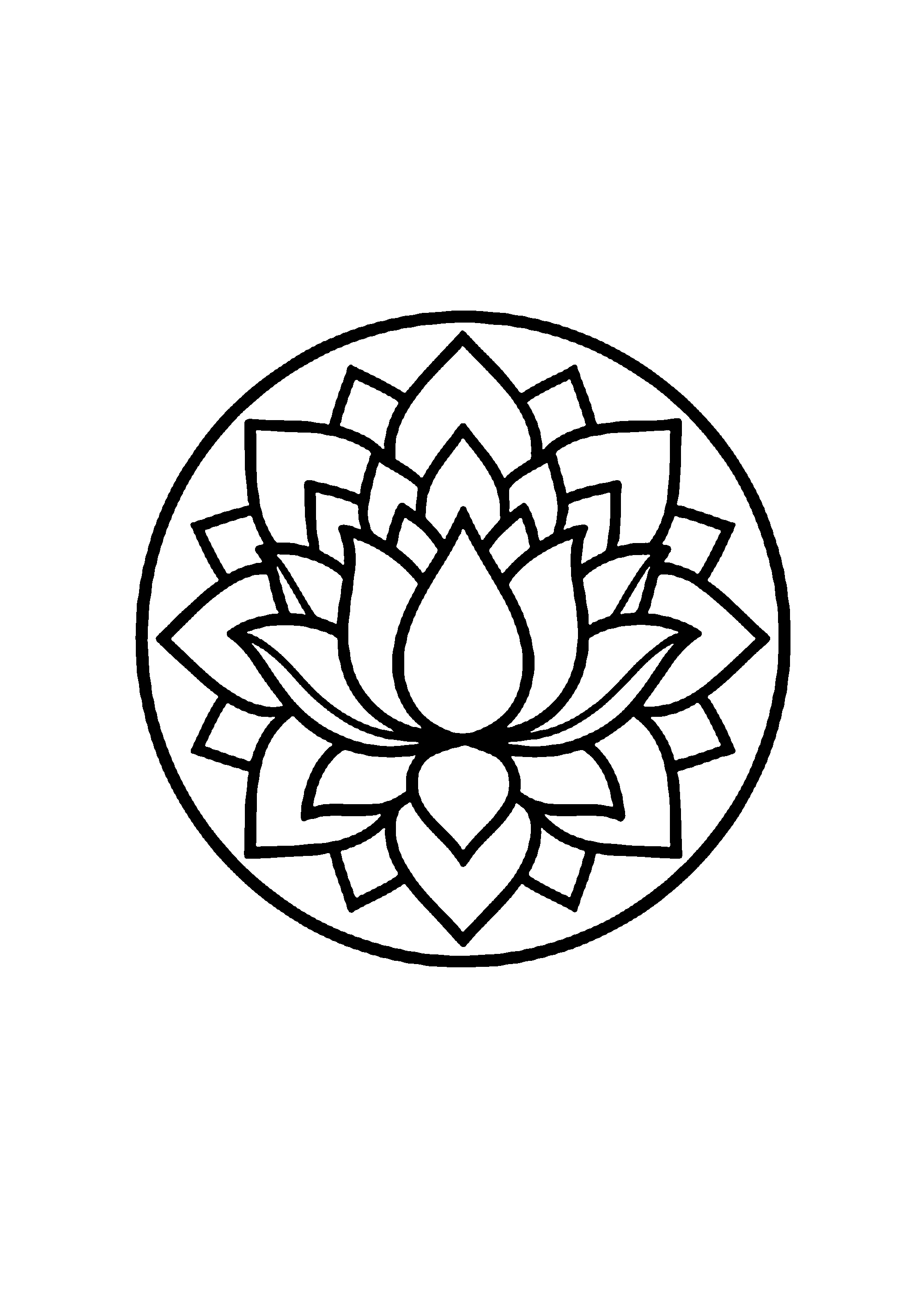 Coloriage aux contours nets : Fleur de Lotus en Pleine Éclosion