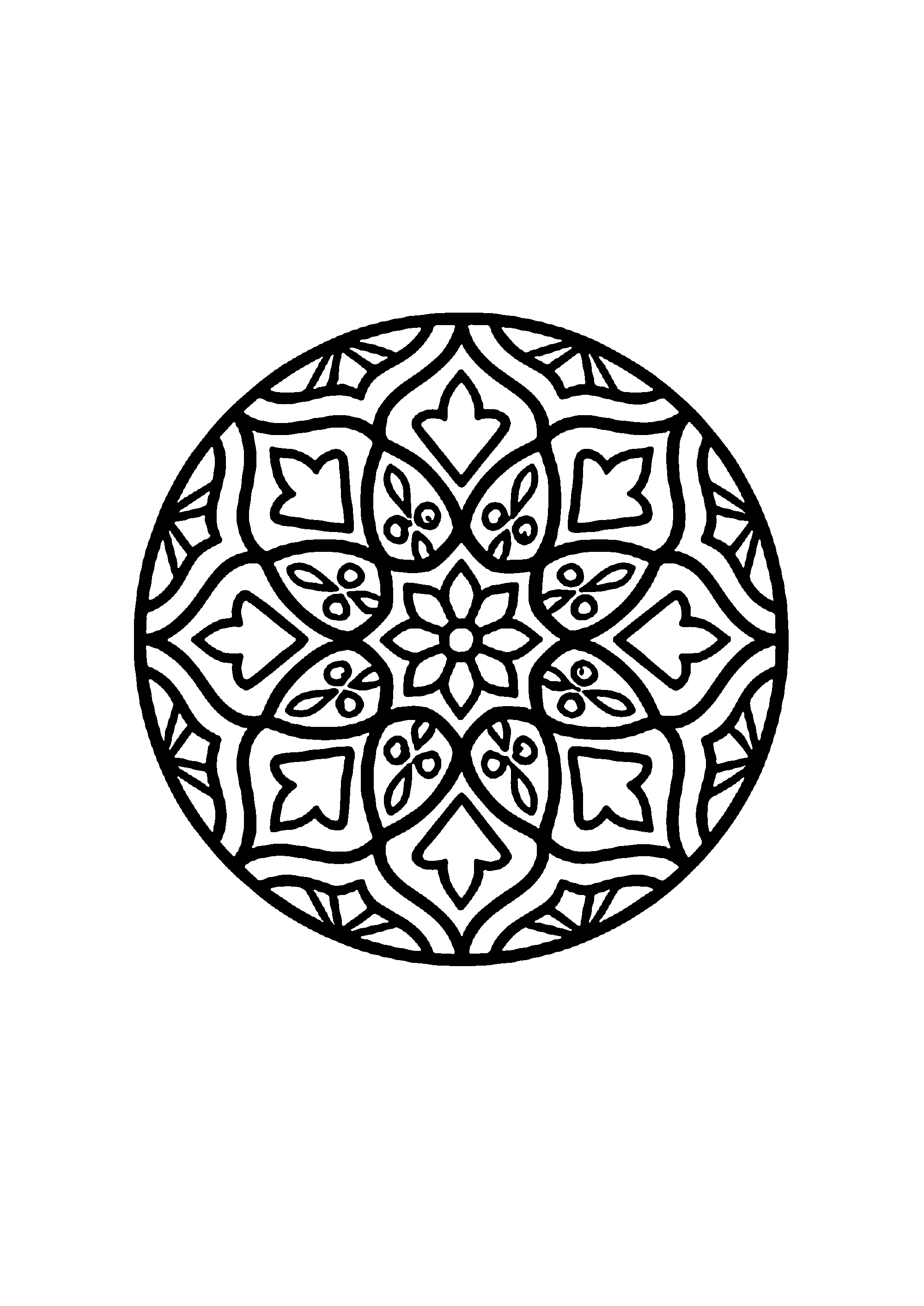 Coloriage aux contours nets : Mandala Géométrique d'Équilibre