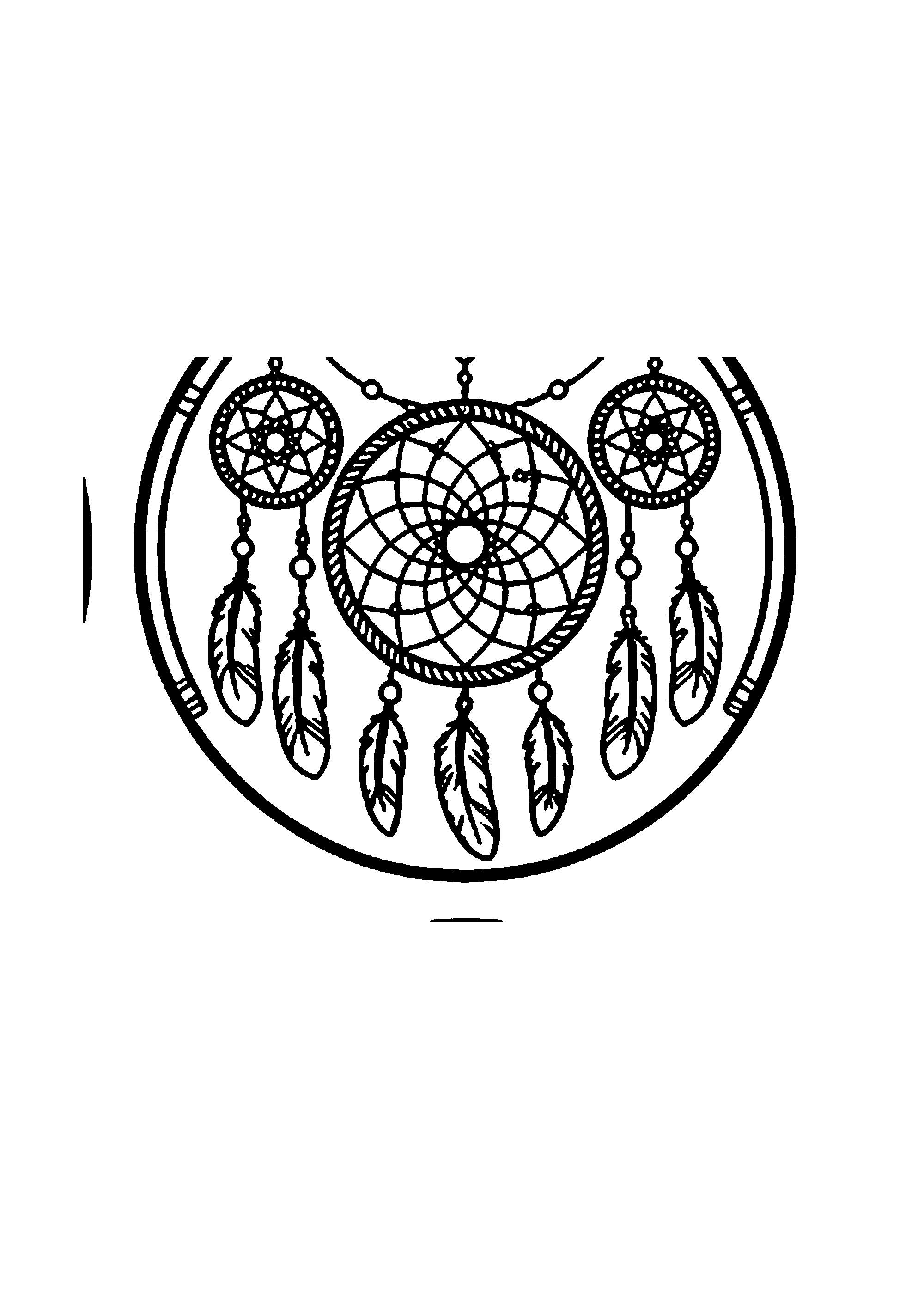 Coloriage aux contours nets : Attrape-Rêves Mandala aux Plumes Délicates