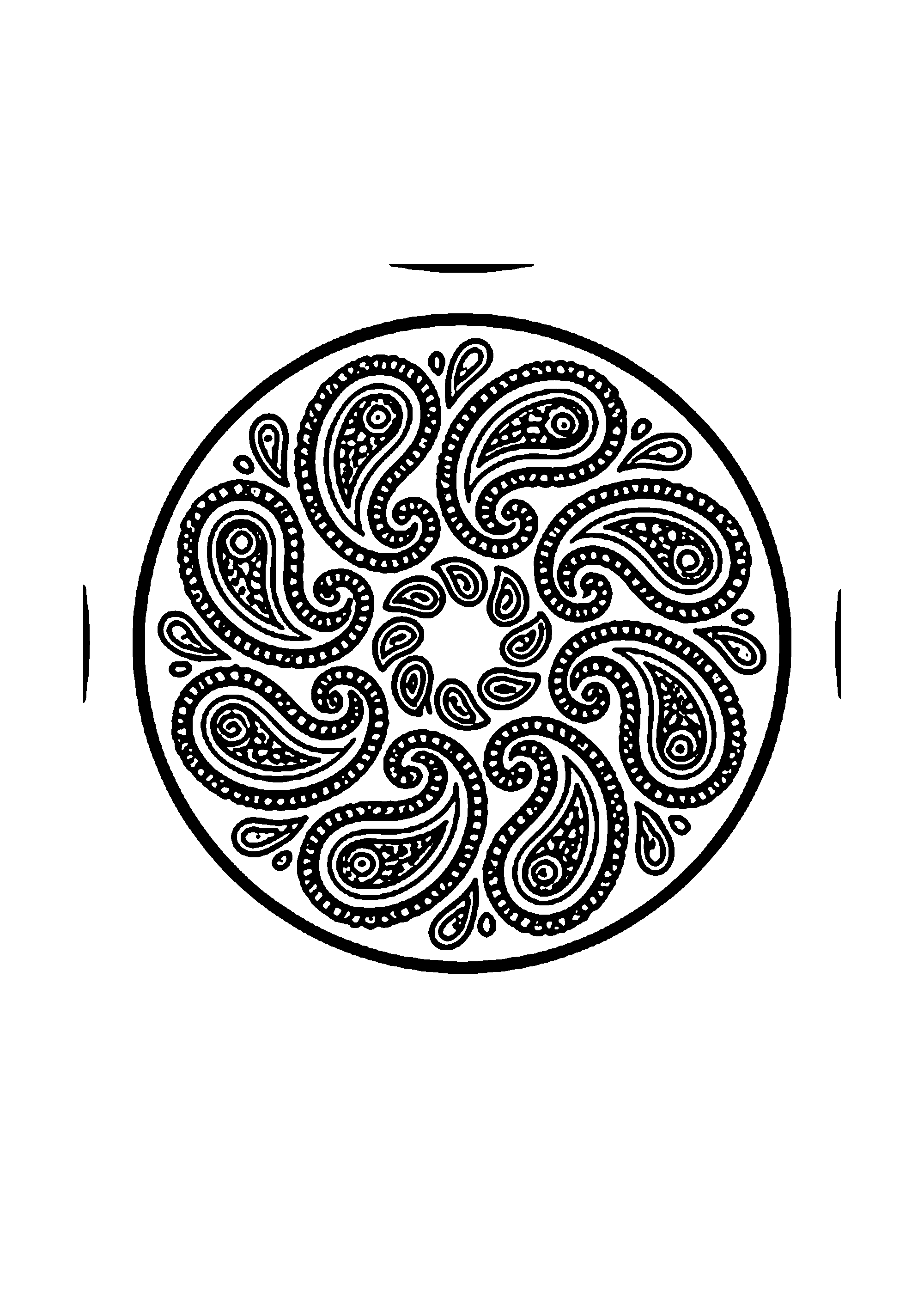 Coloriage aux contours nets : Mandala Rosace aux Motifs Cachemire