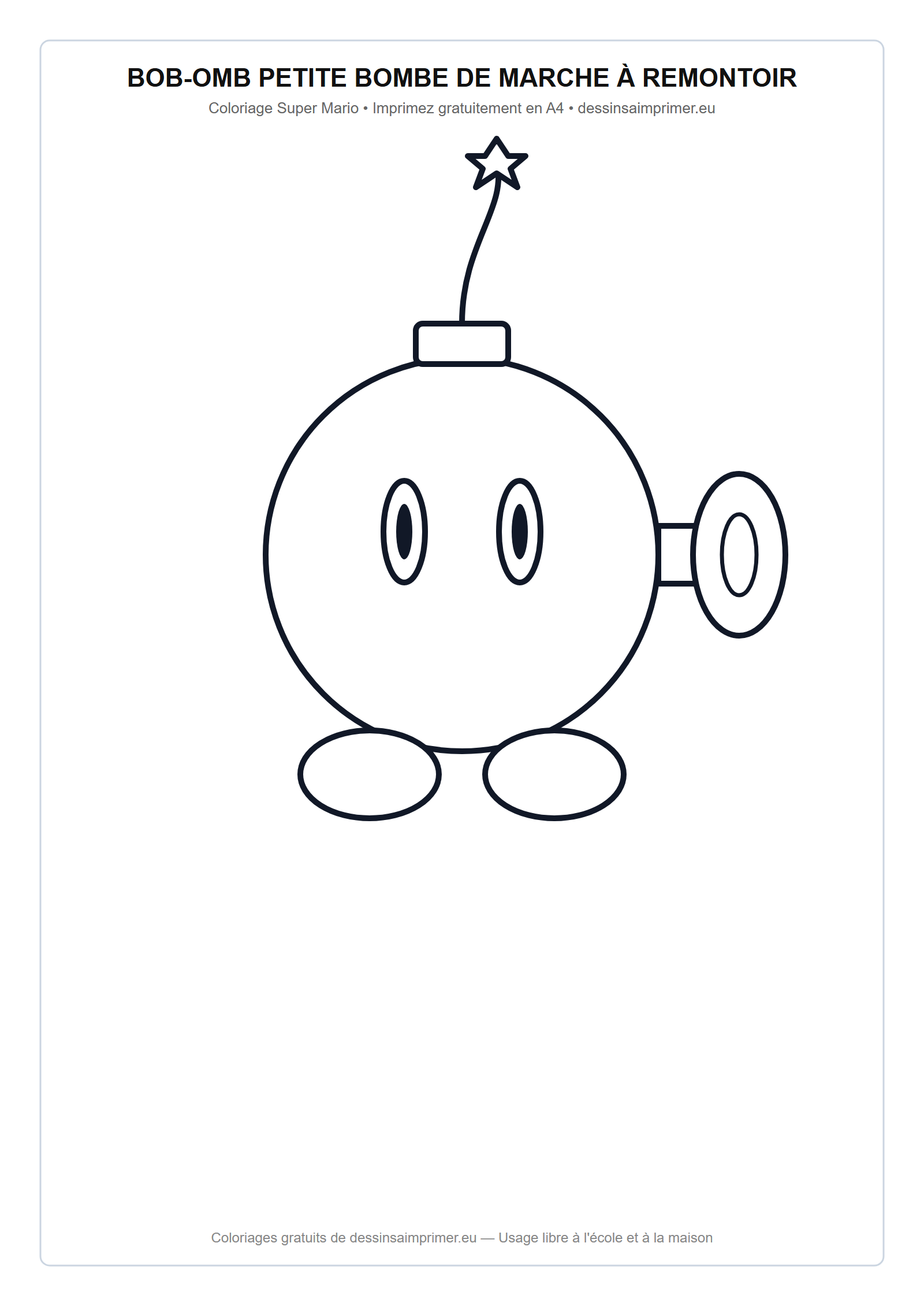 Coloriage aux contours nets : Bob-Omb Petite Bombe de Marche à Remontoir