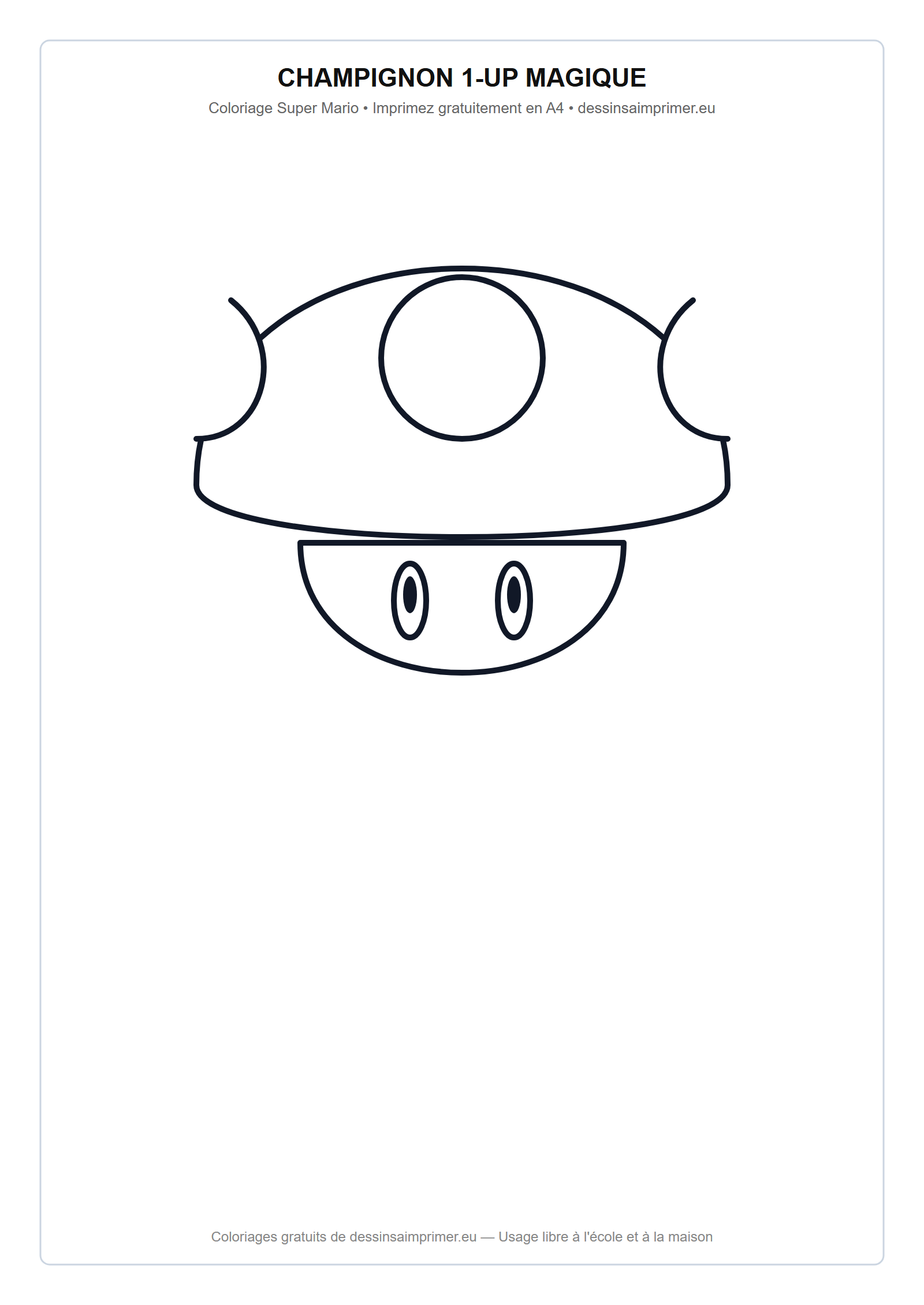 Coloriage aux contours nets : Champignon 1-UP Magique