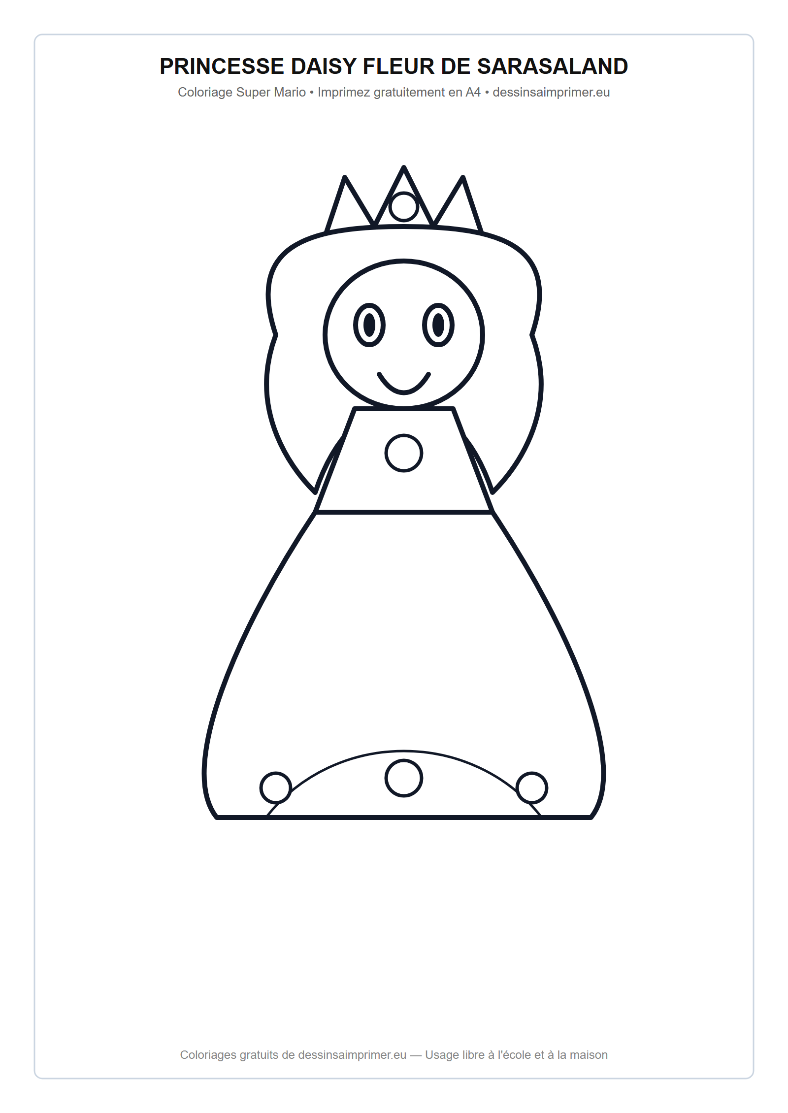 Coloriage aux contours nets : Princesse Daisy Fleur de Sarasaland
