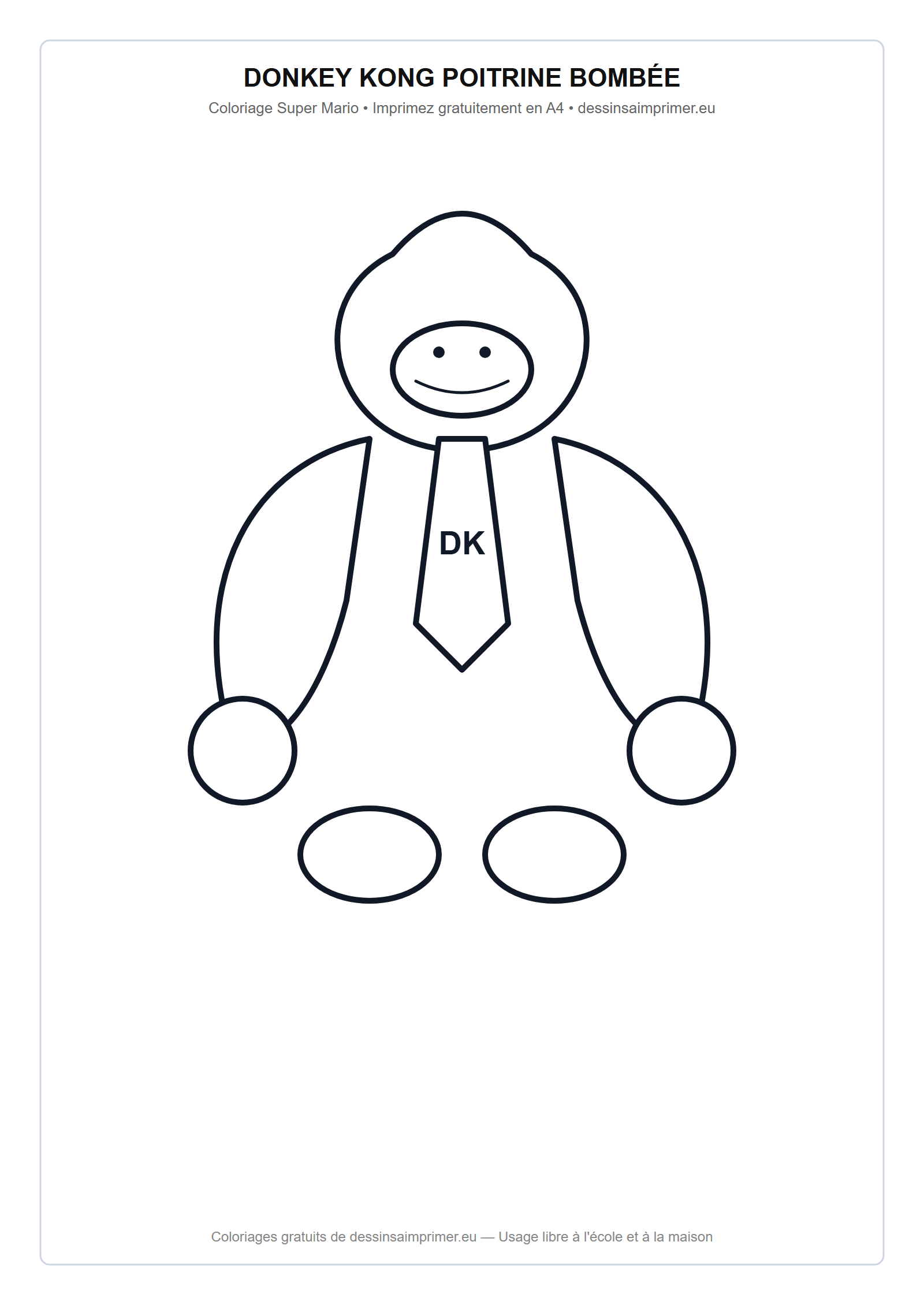 Coloriage aux contours nets : Donkey Kong Poitrine Bombée