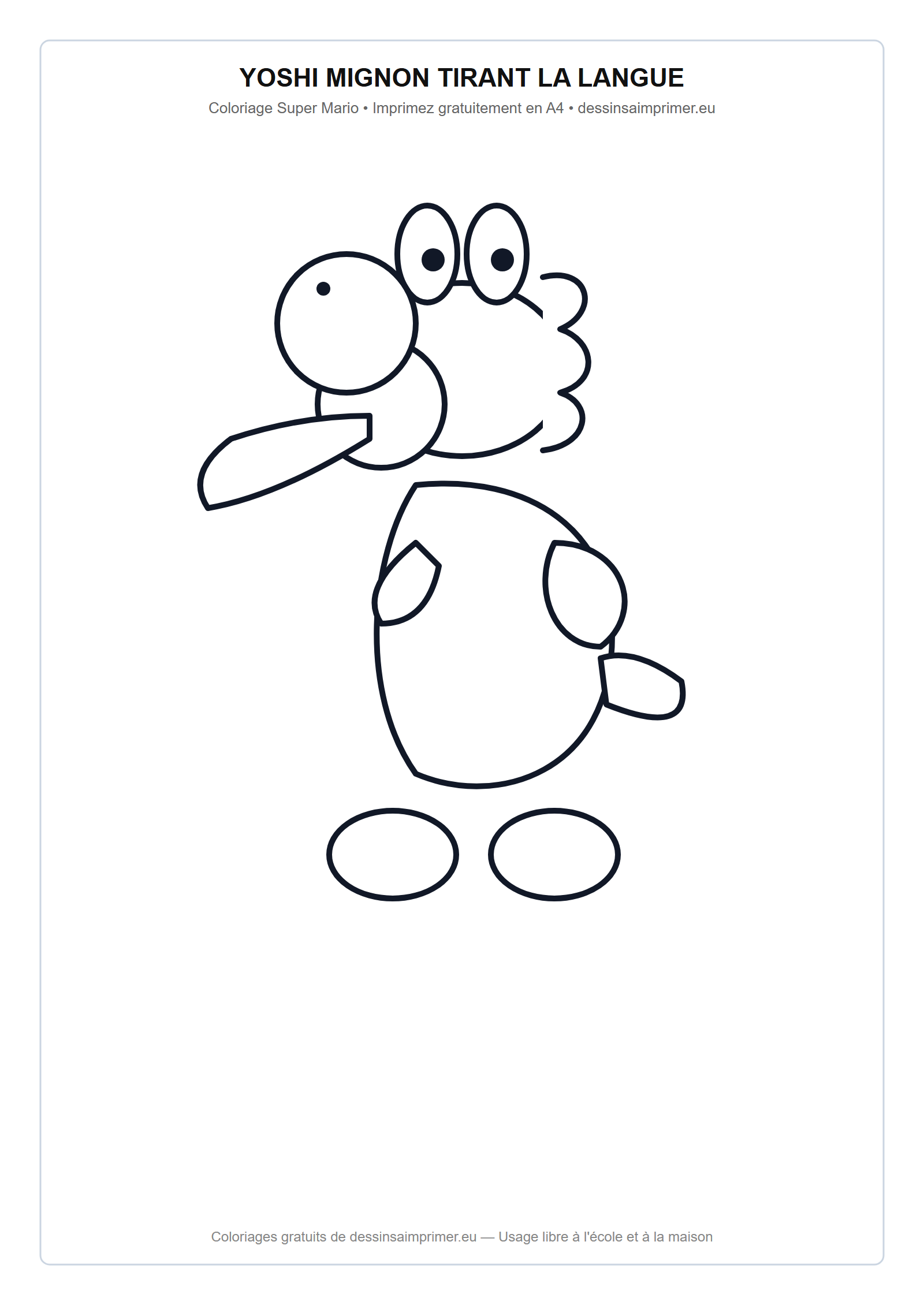 Coloriage aux contours nets : Yoshi Mignon Tirant la Langue