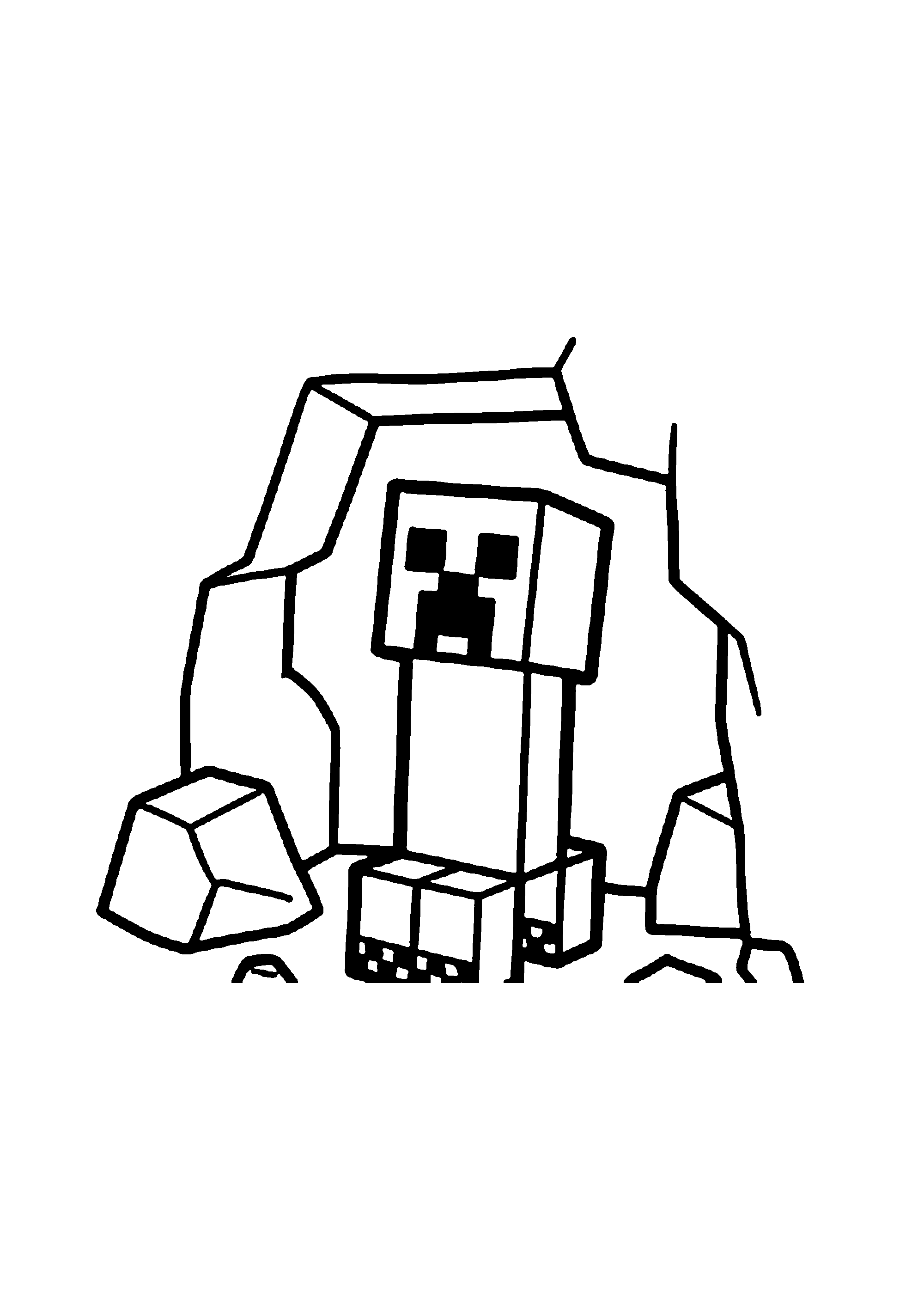 Coloriage aux contours nets : Creeper Électrifié par l'Éclair Bleu