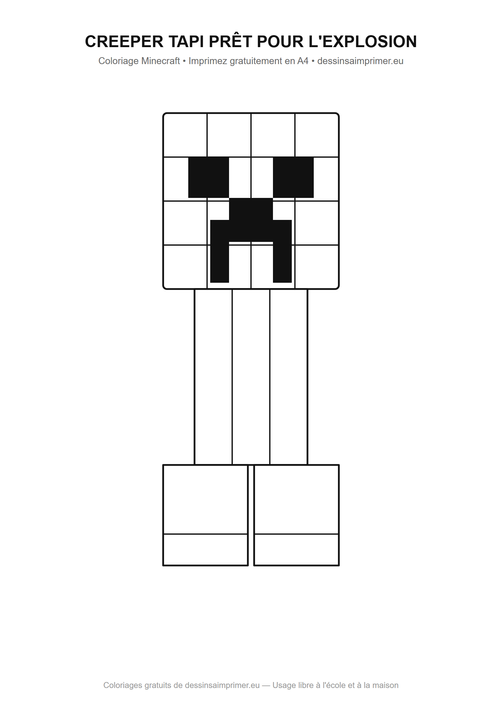 Aperçu coloriage Creeper Tapi Prêt pour l'Explosion