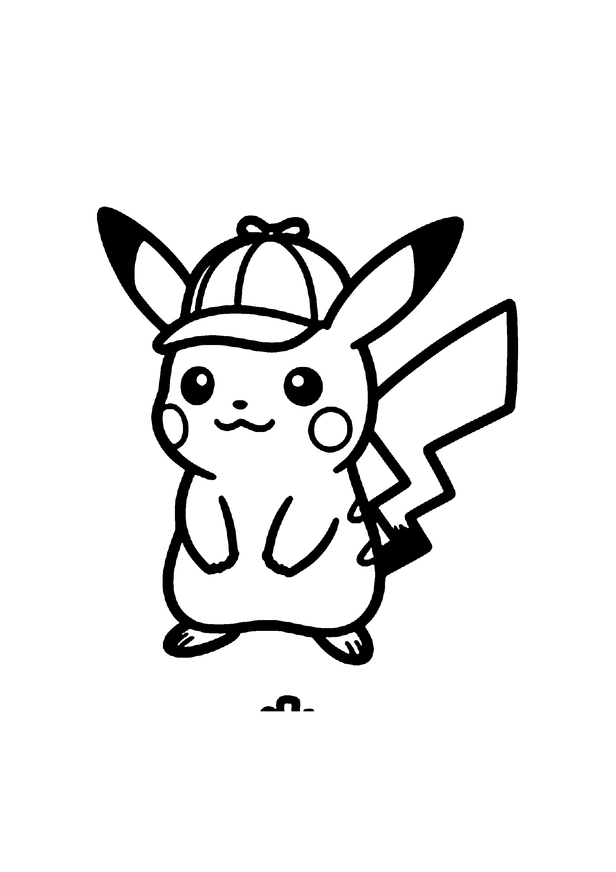 Coloriage aux contours nets : Pikachu Gourmand Dégustant une Baie Sucrée