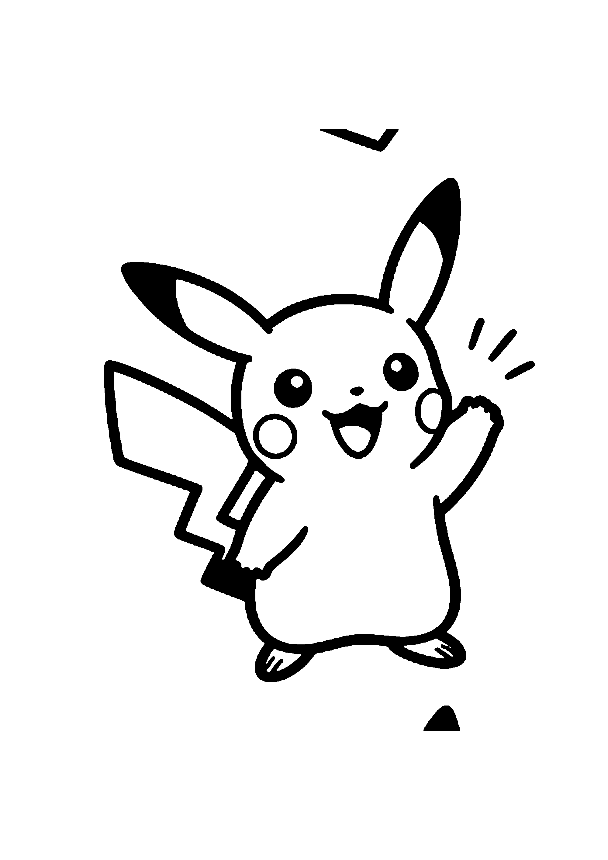 Coloriage aux contours nets : Pikachu Électrique et Joyeux Saluant de la Patte