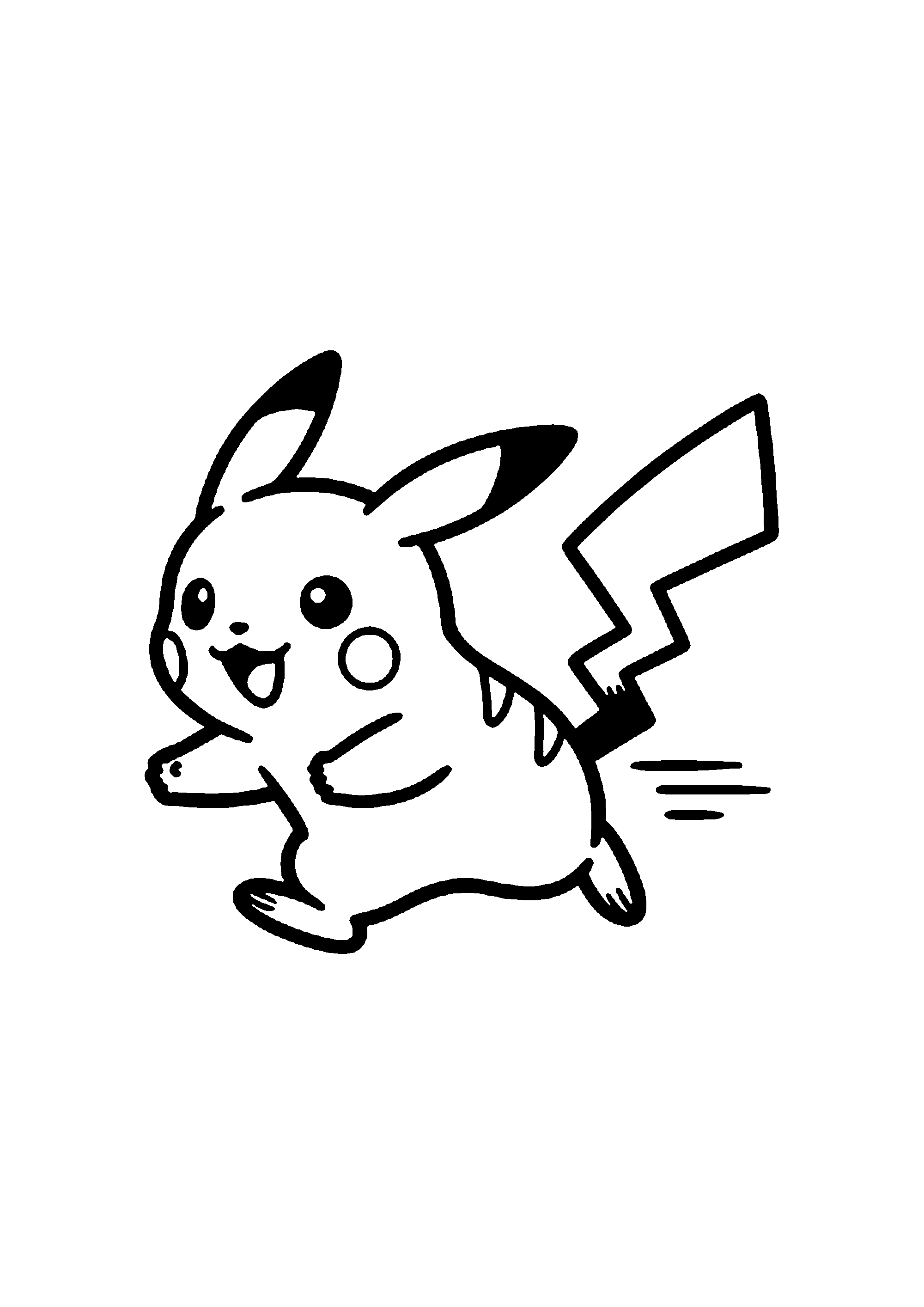 Coloriage aux contours nets : Pikachu Vif Fila à Toute Vitesse