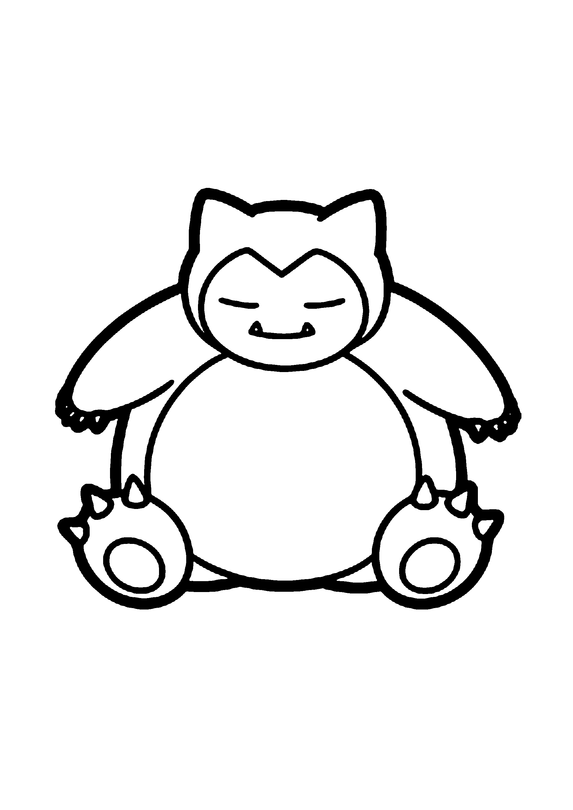 Coloriage aux contours nets : Coloriage Snorlax
