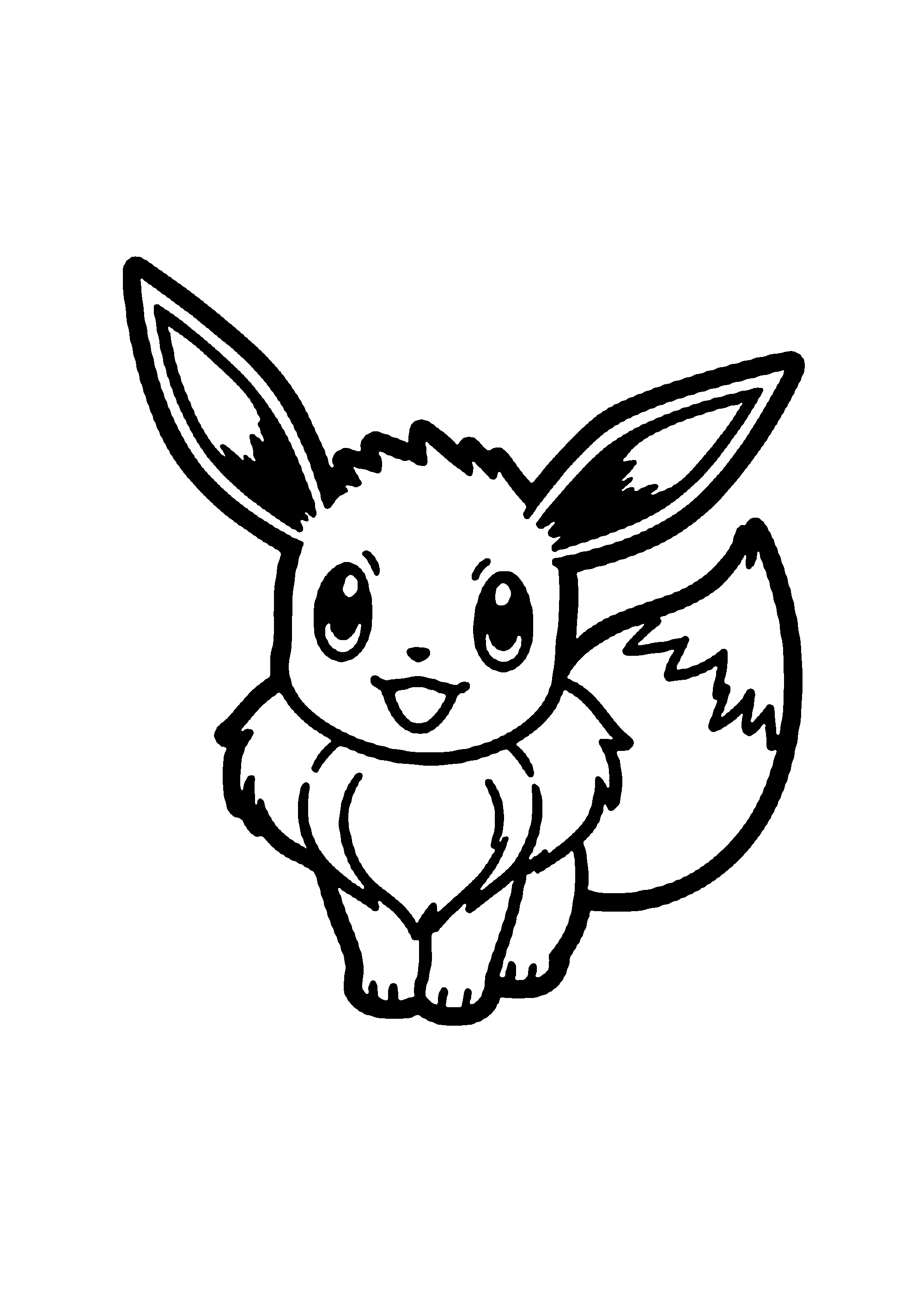 Coloriage aux contours nets : Coloriage Eevee