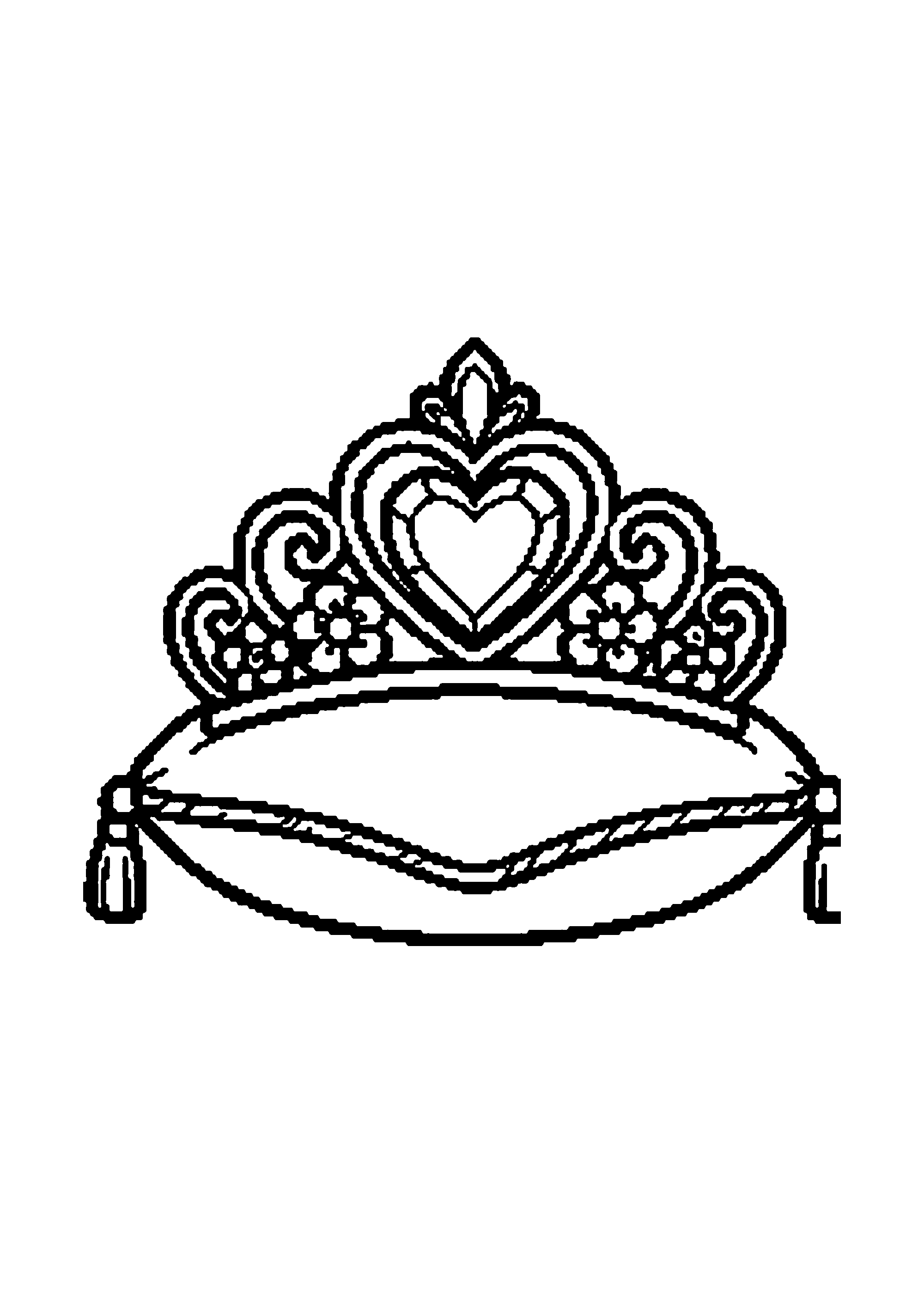 Coloriage aux contours nets : Diadème Royal et Couronne Précieuse sur Coussin
