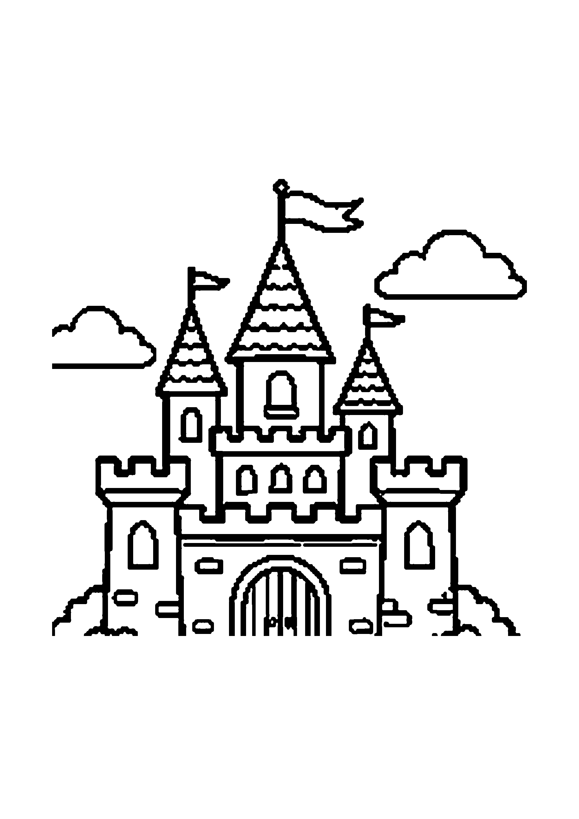 Coloriage aux contours nets : Château de Conte de Fées aux Fines Tourelles