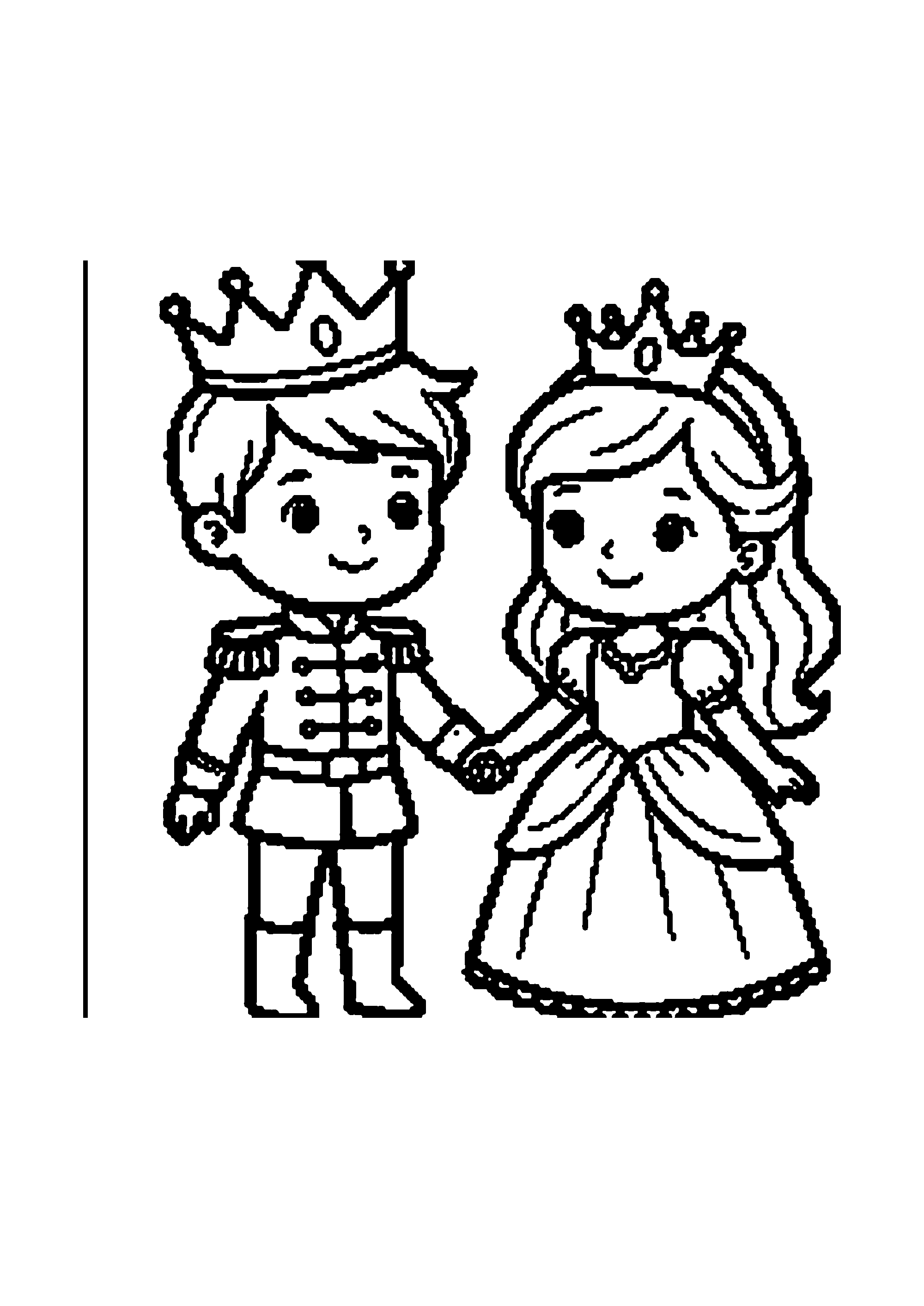 Coloriage aux contours nets : Princesse Couronnée Lisant dans le Jardin Royal