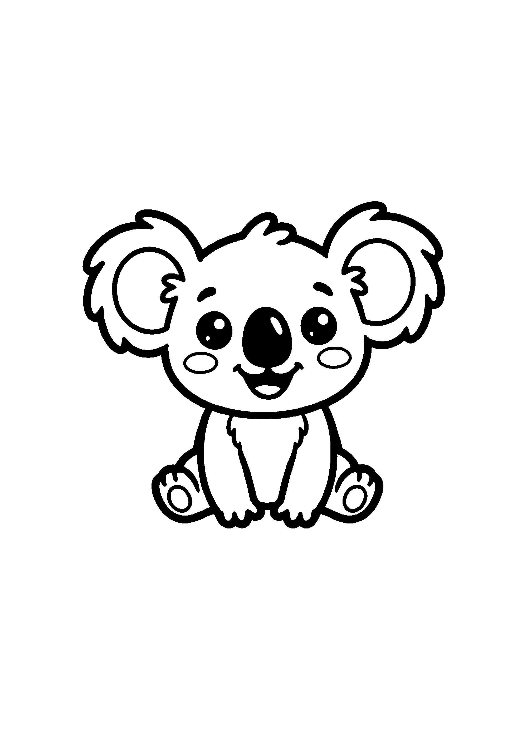 Coloriage aux contours nets : Bébé Stitch Heureux aux Grands Yeux