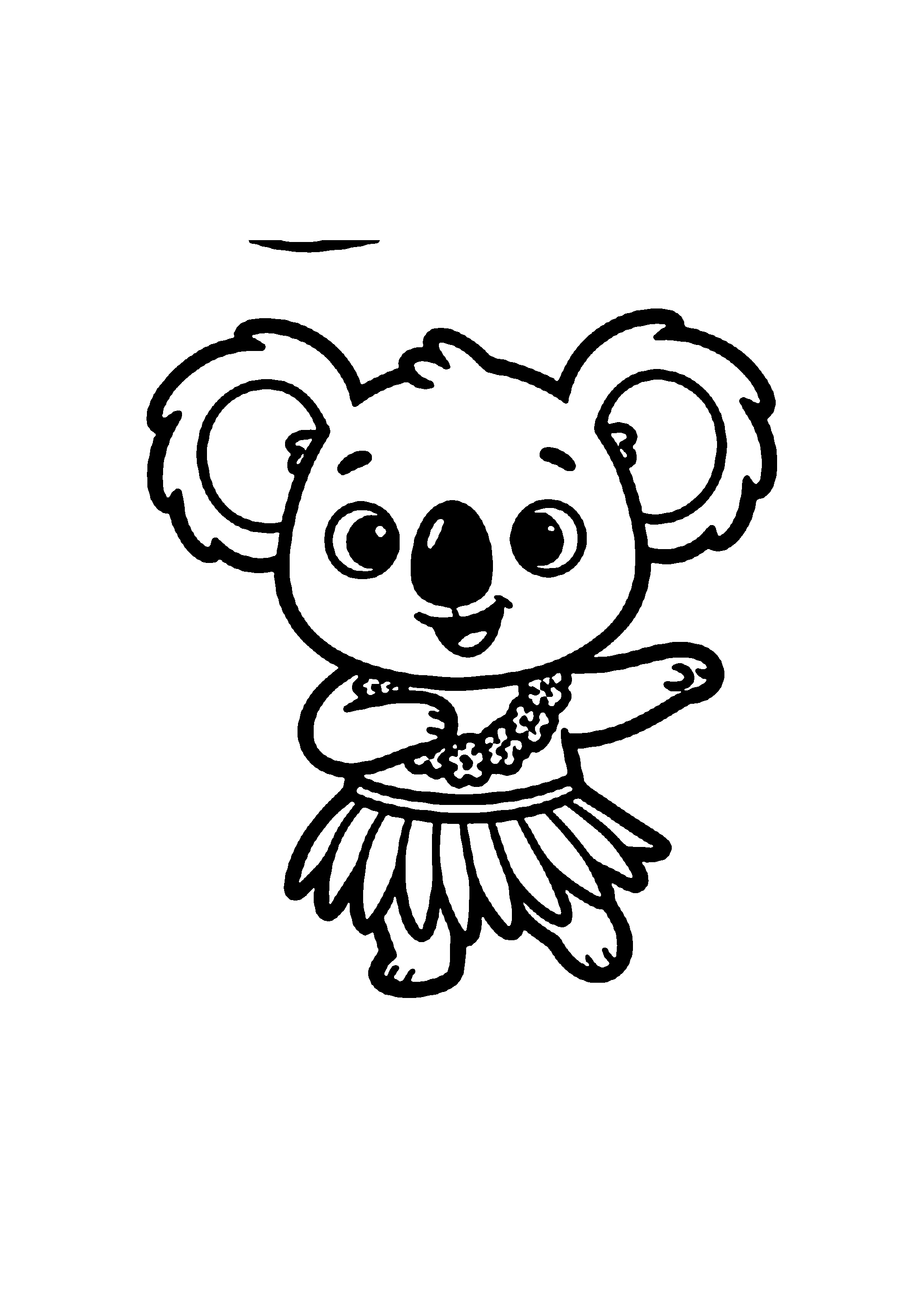 Coloriage aux contours nets : Stitch Danseur de Hula Hawaïen en Jupe de Paille