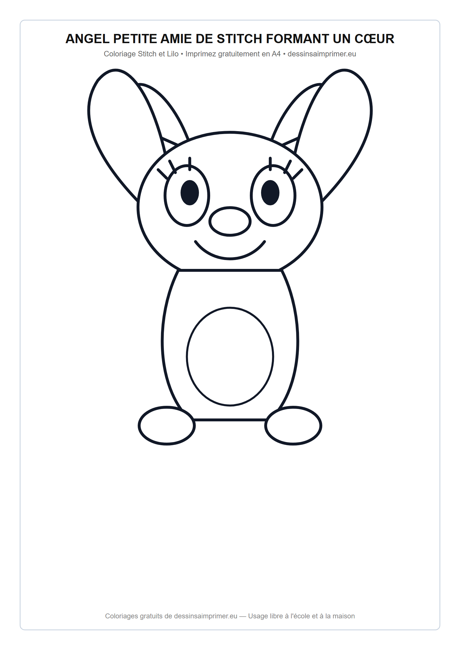 Coloriage aux contours nets : Angel Petite Amie de Stitch Formant un Cœur