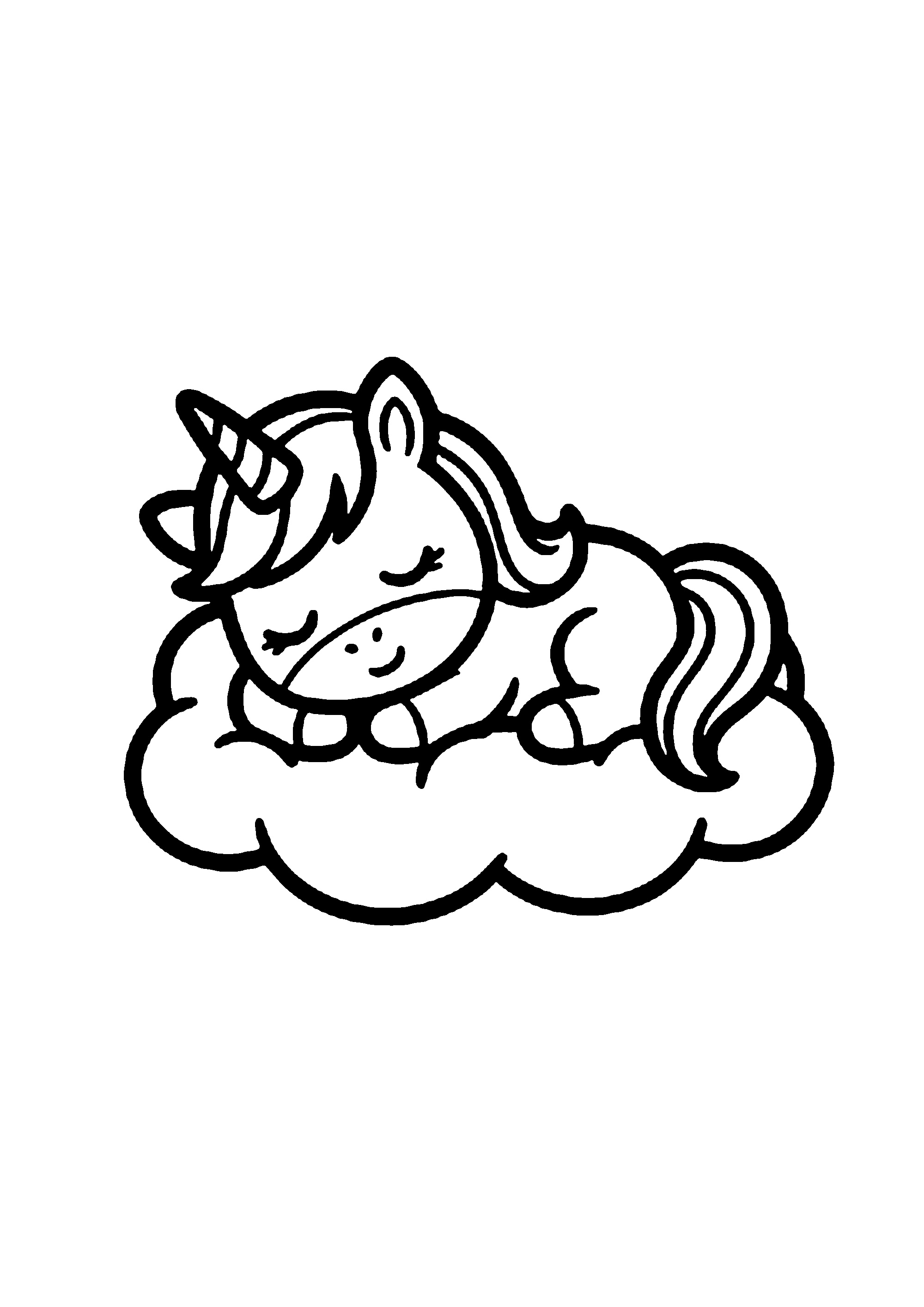 Coloriage aux contours nets : Mignon Bébé Licorne