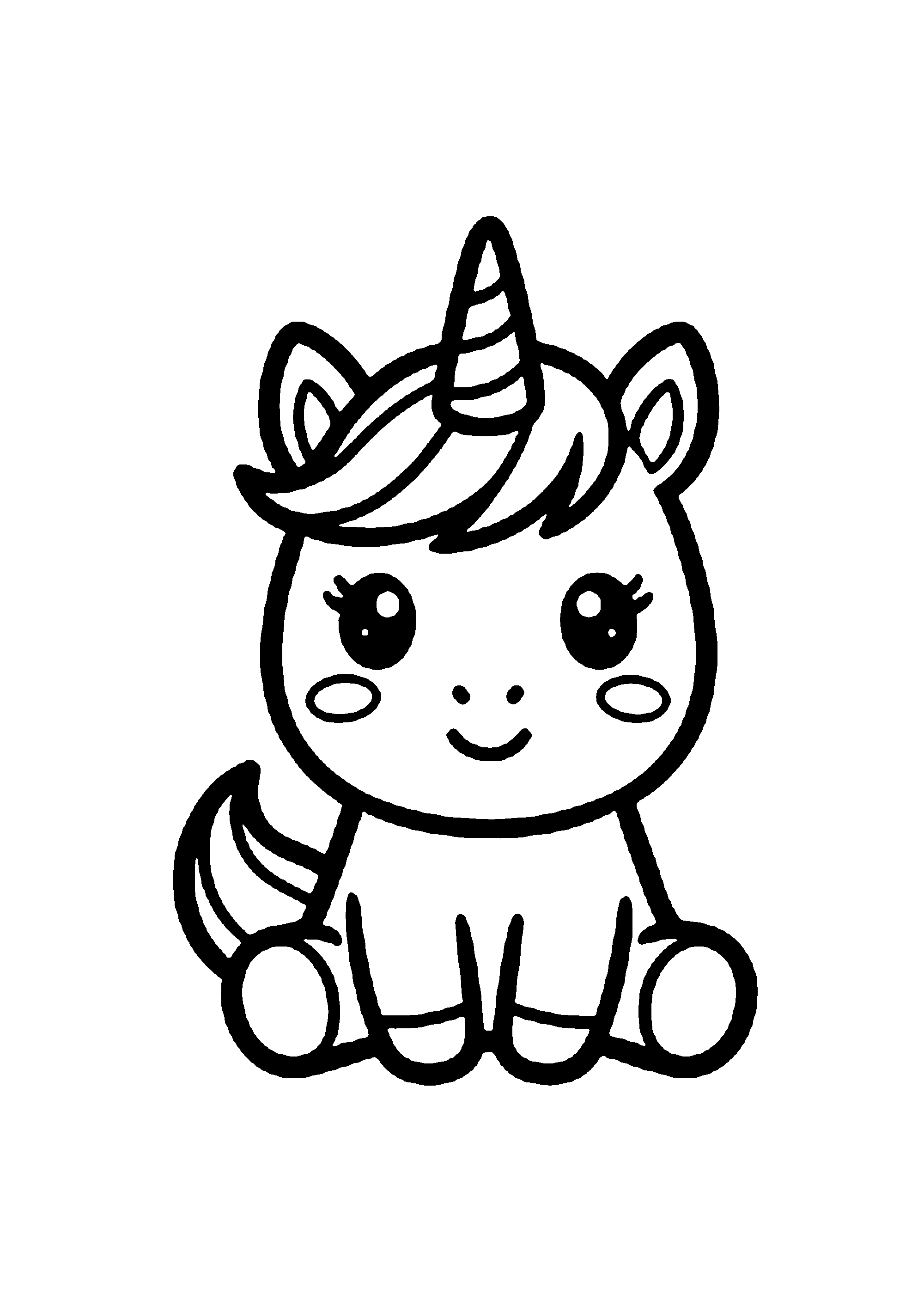Coloriage aux contours nets : Licorne Céleste Enchantée