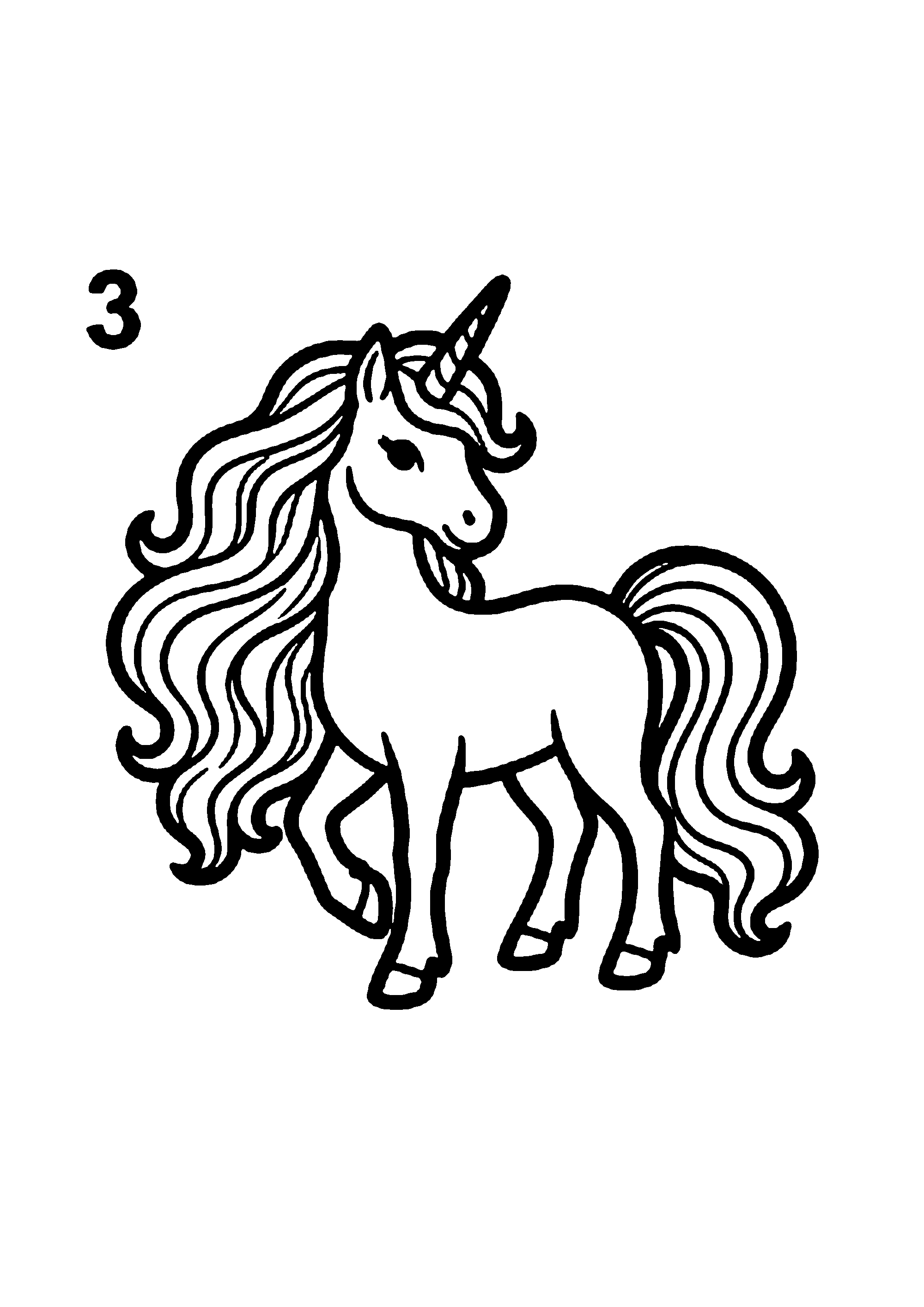 Coloriage aux contours nets : Licorne Céleste Enchantée