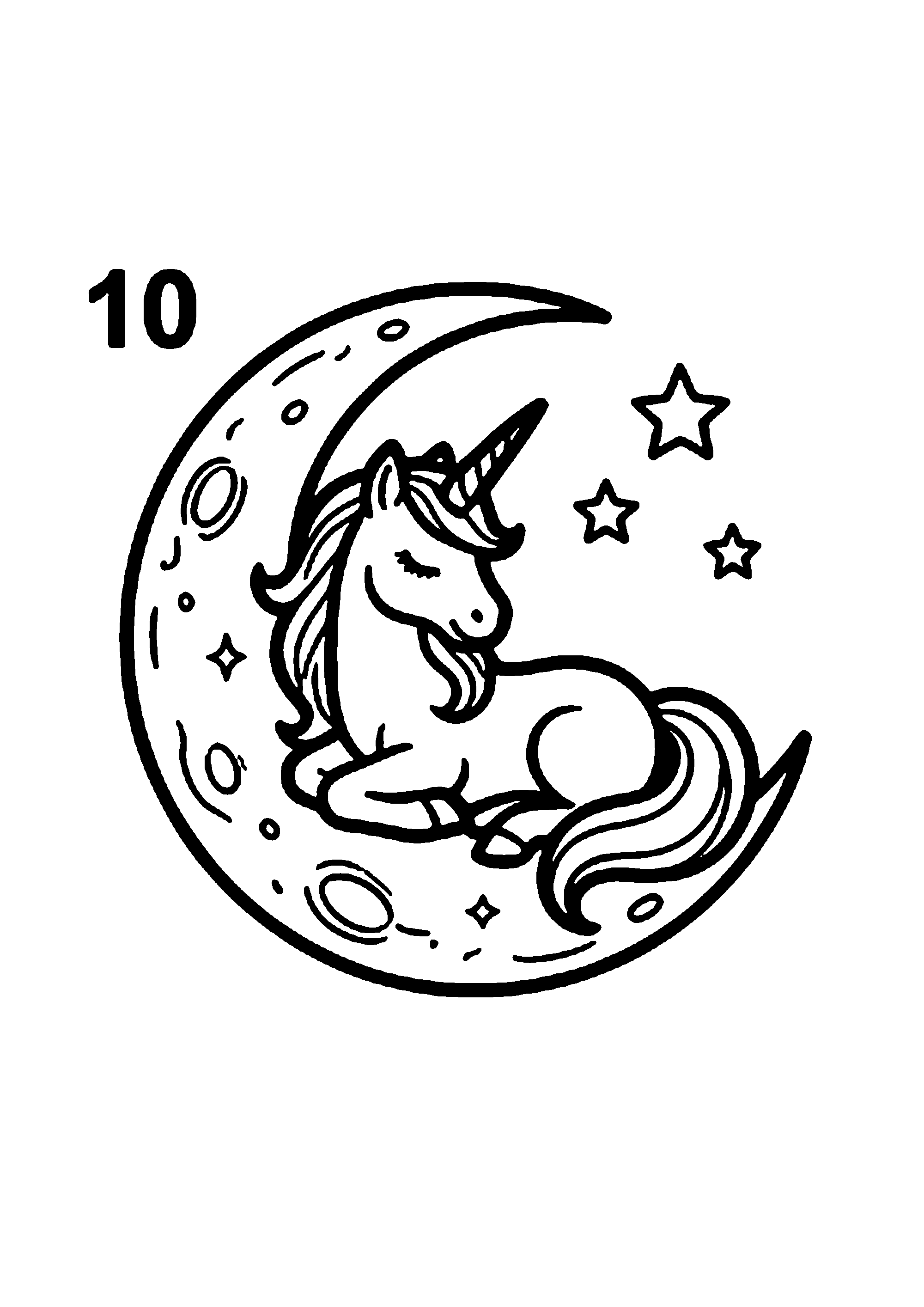 Coloriage aux contours nets : Licorne Céleste Enchantée