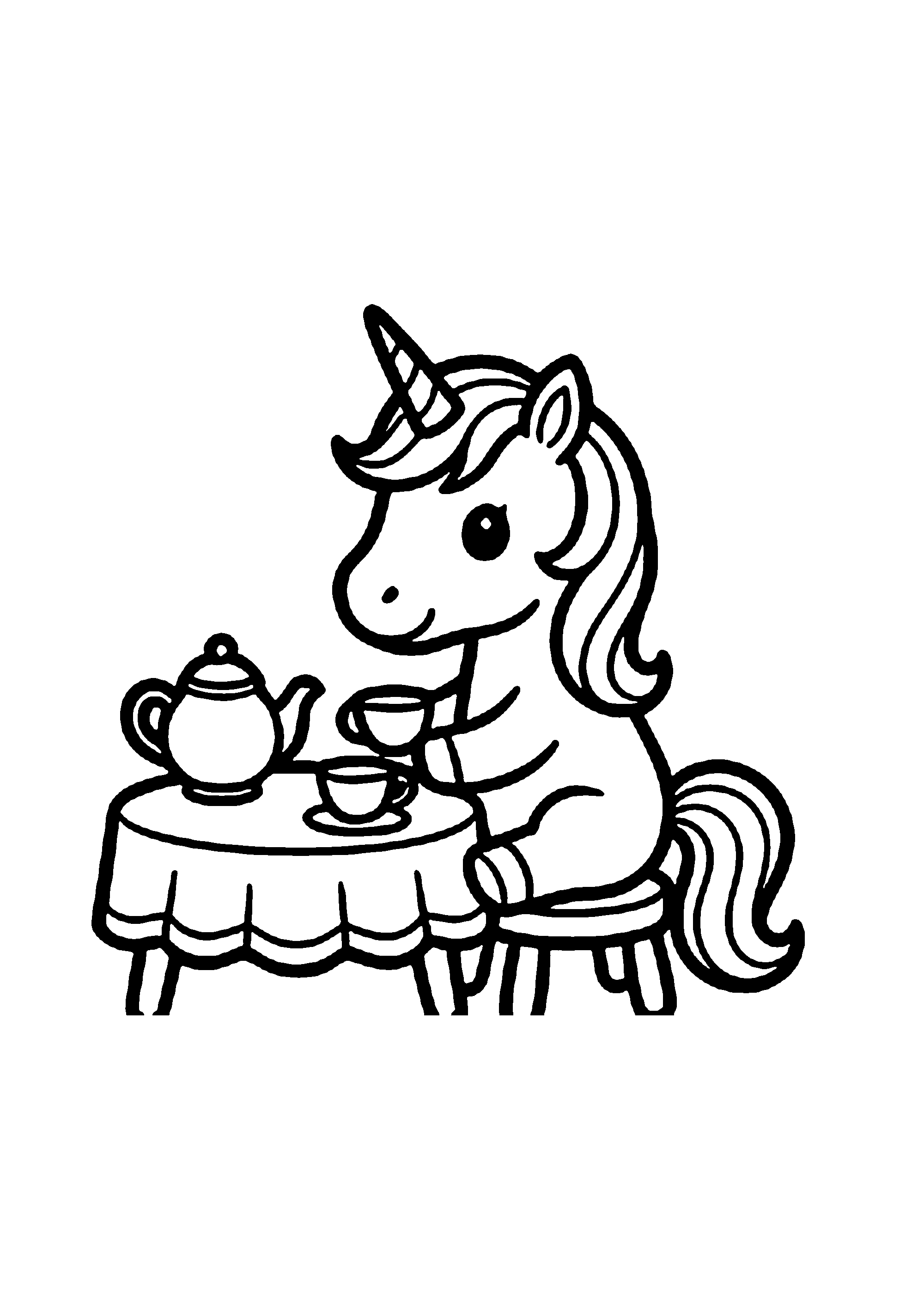 Coloriage aux contours nets : Licorne Céleste Enchantée