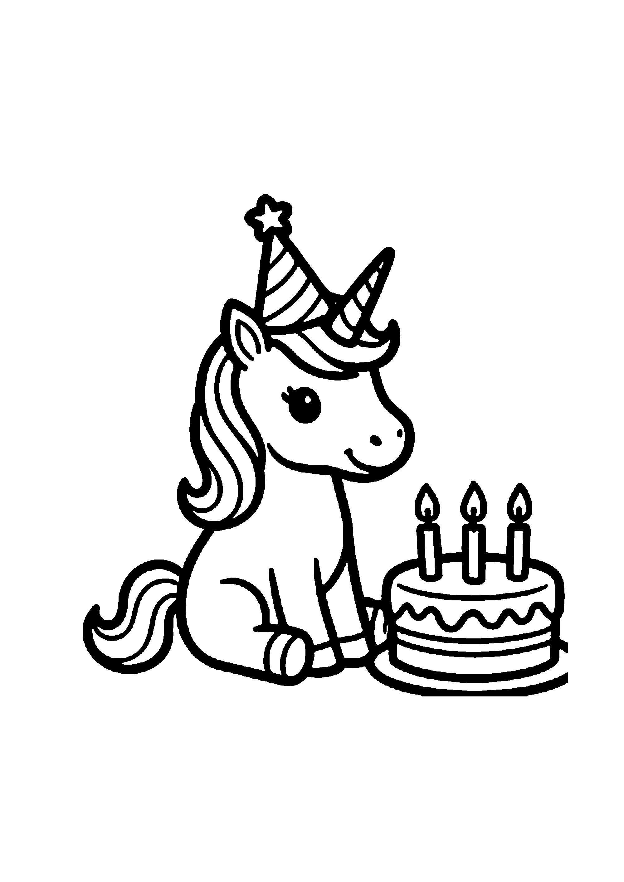 Coloriage aux contours nets : Licorne Céleste Enchantée