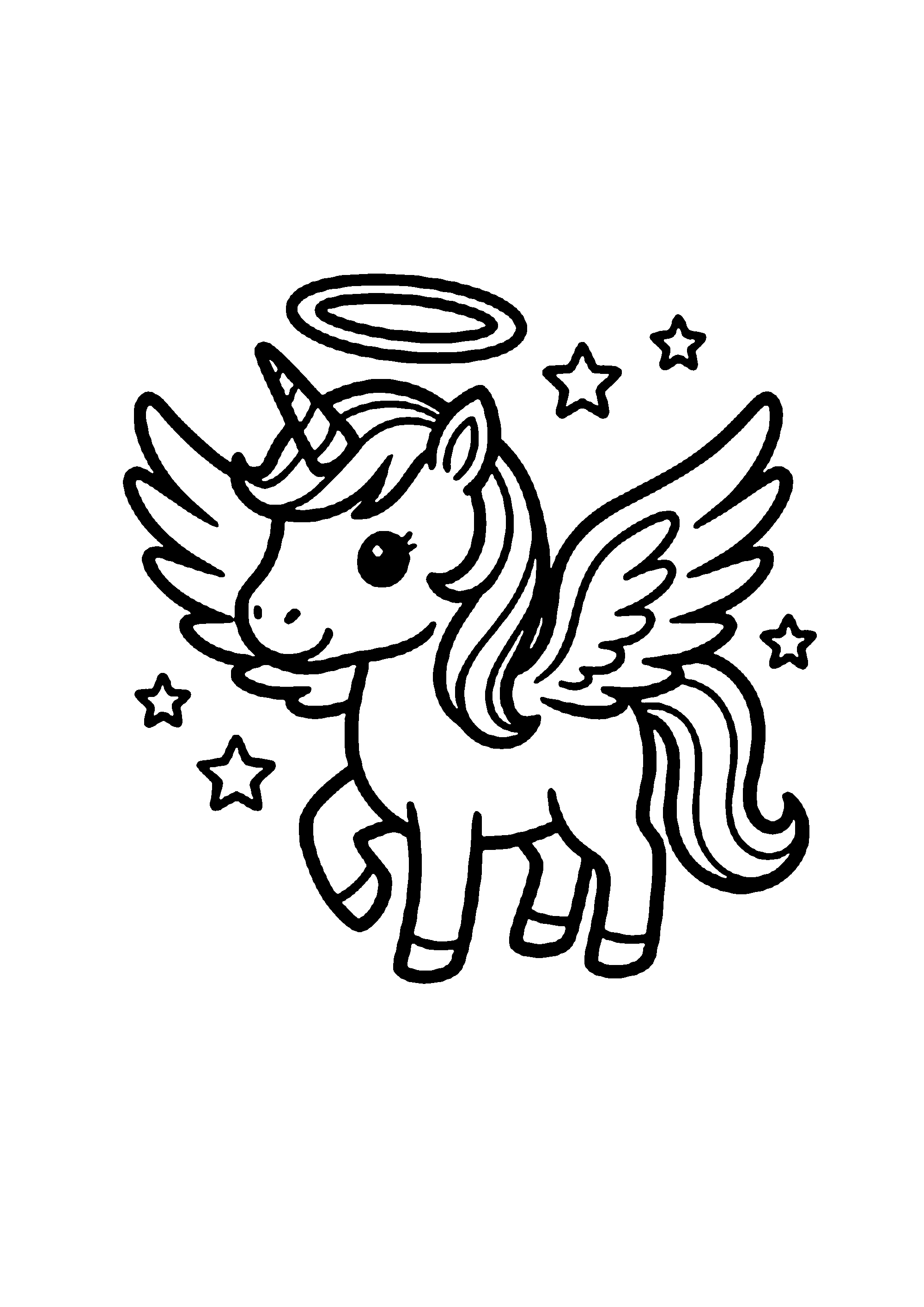 Coloriage aux contours nets : Licorne Céleste Enchantée