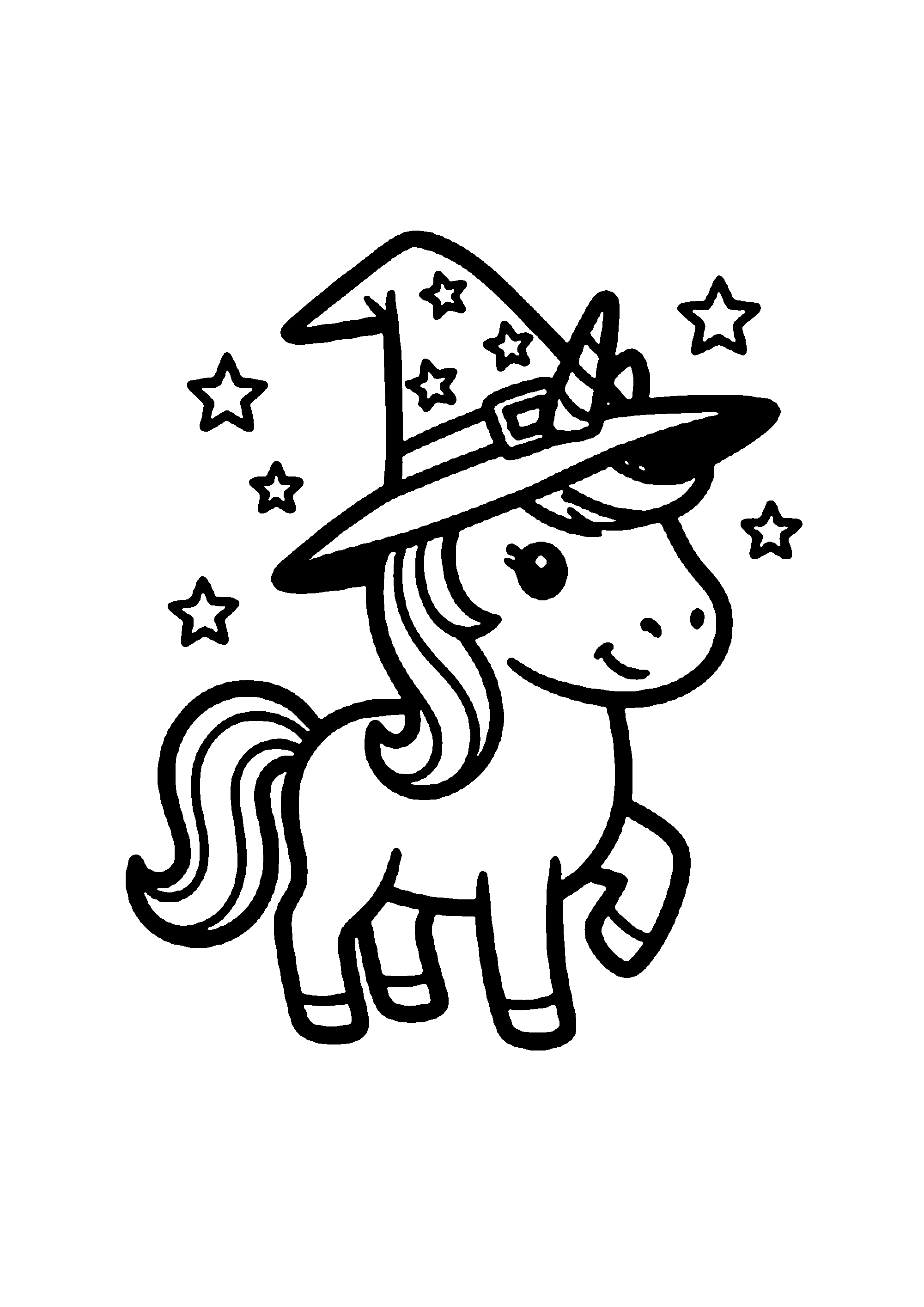 Coloriage aux contours nets : Licorne Céleste Enchantée