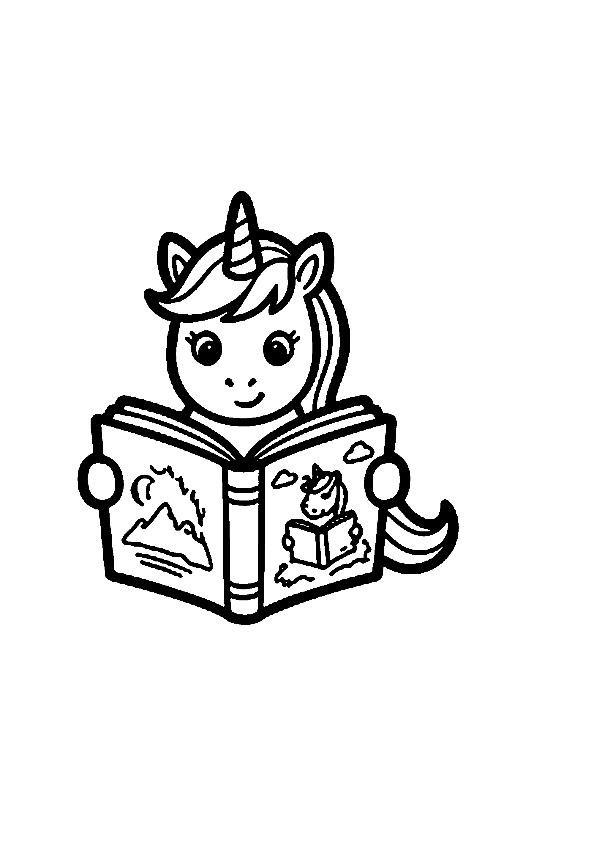 Coloriage aux contours nets : Licorne Céleste Enchantée