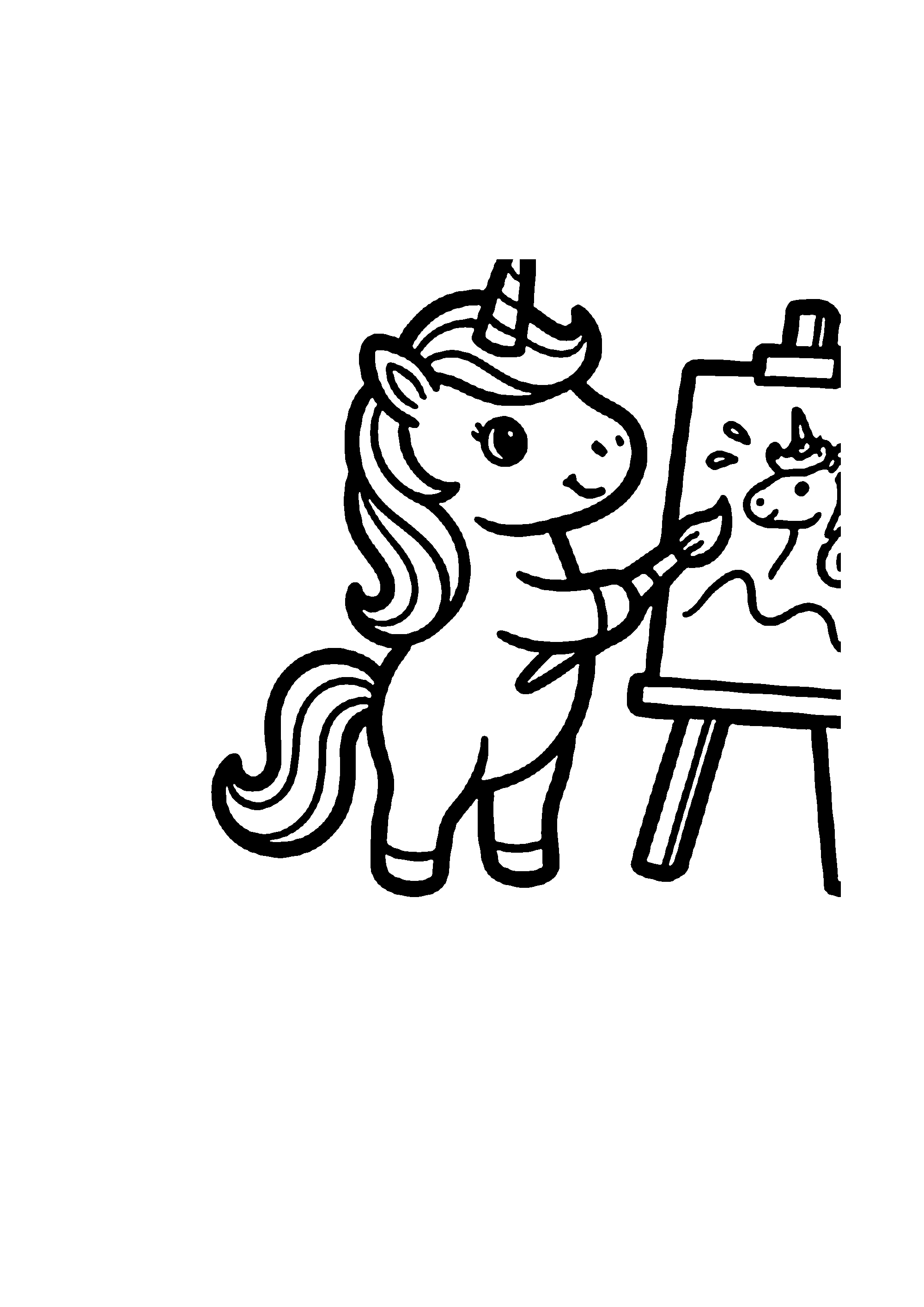 Coloriage aux contours nets : Licorne Céleste Enchantée