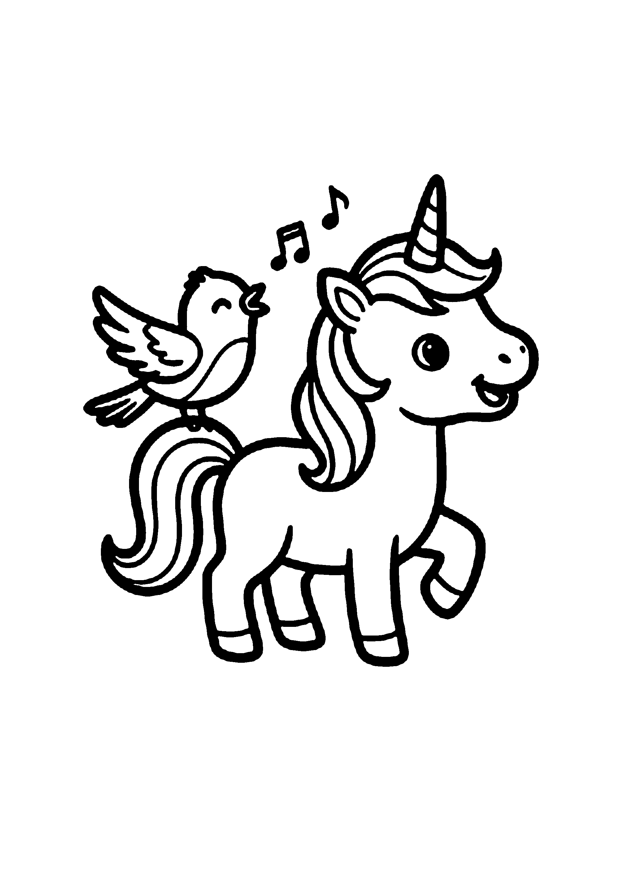 Coloriage aux contours nets : Licorne Céleste Enchantée