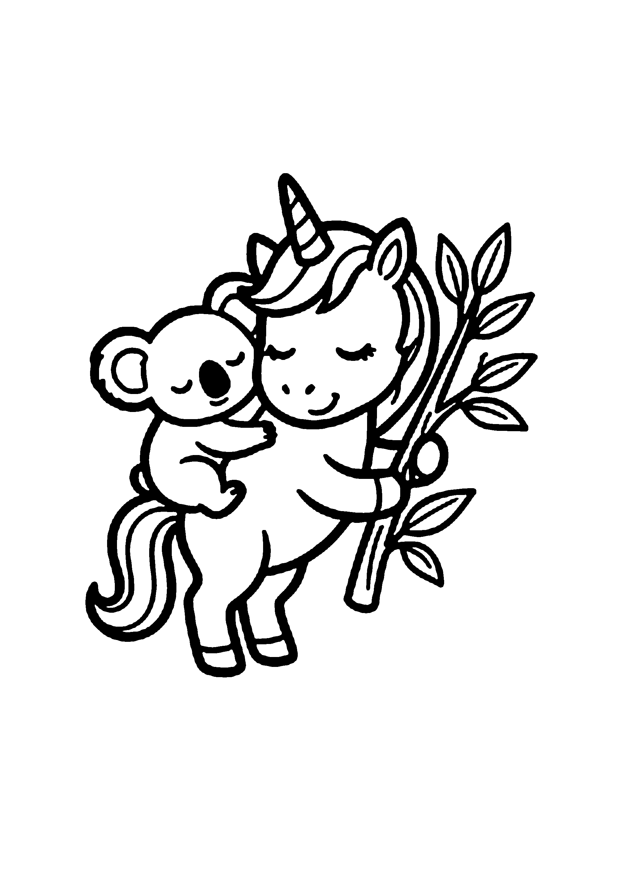 Coloriage aux contours nets : Licorne Céleste Enchantée