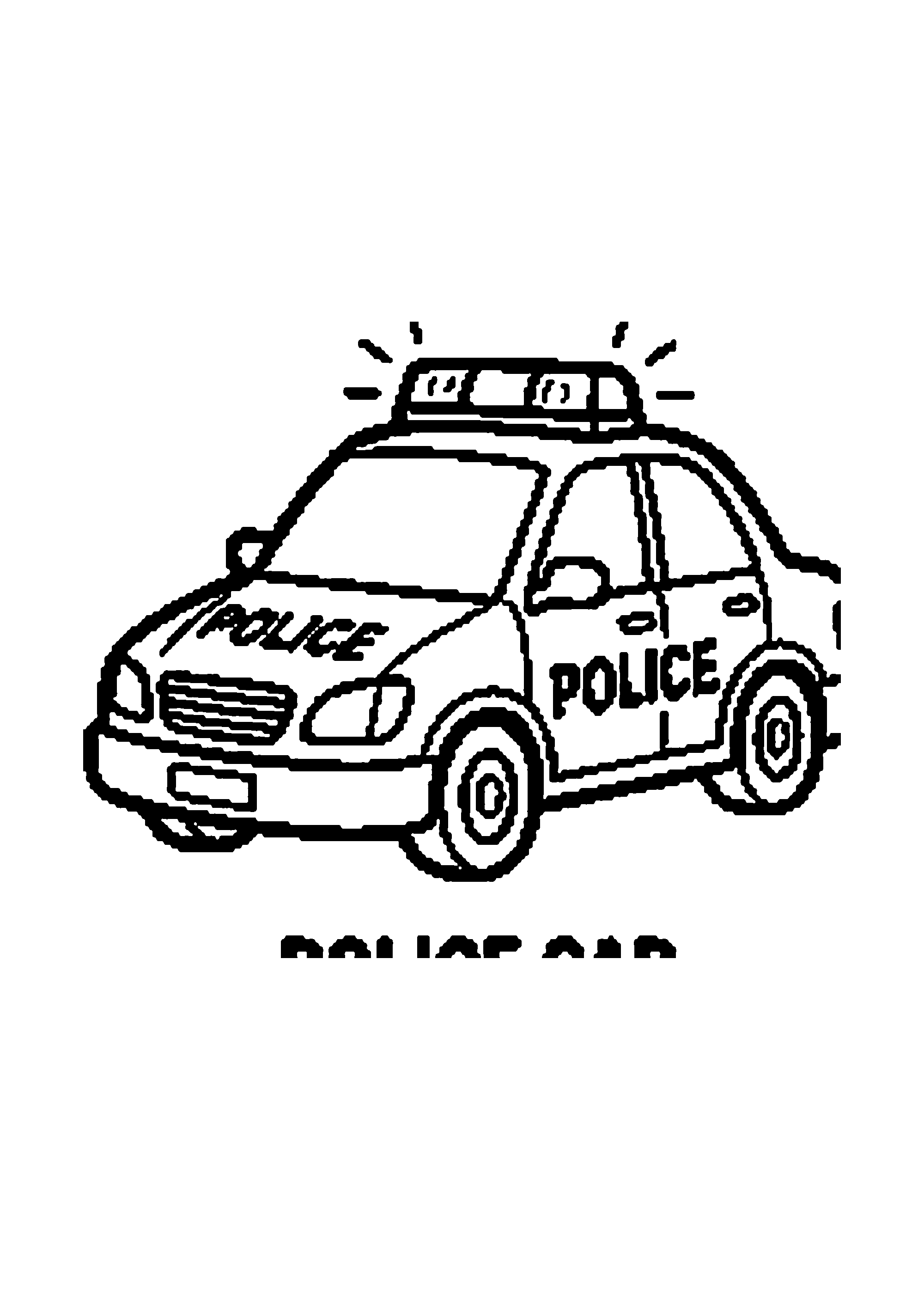 Coloriage aux contours nets : Voiture de Police en Patrouille Gyrophare Allumé